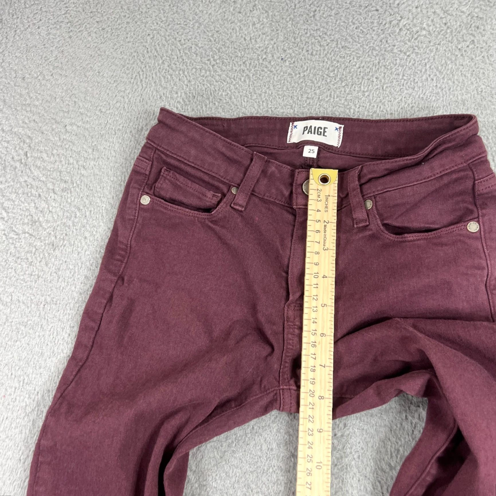 Paige Paige Jeans Womens 25 Verdugo Ankle Skinny Red Stretch Denim Size 42" / US 20 - 4 Thumbnail