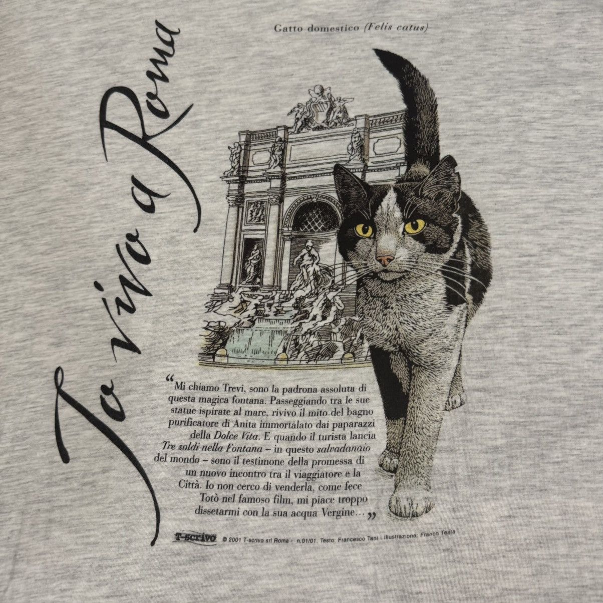 Vintage Vintage Io Vivo A Roma T Short Cat's Print Men's Size L Grey Size US L / EU 52-54 / 3 - 8 Thumbnail