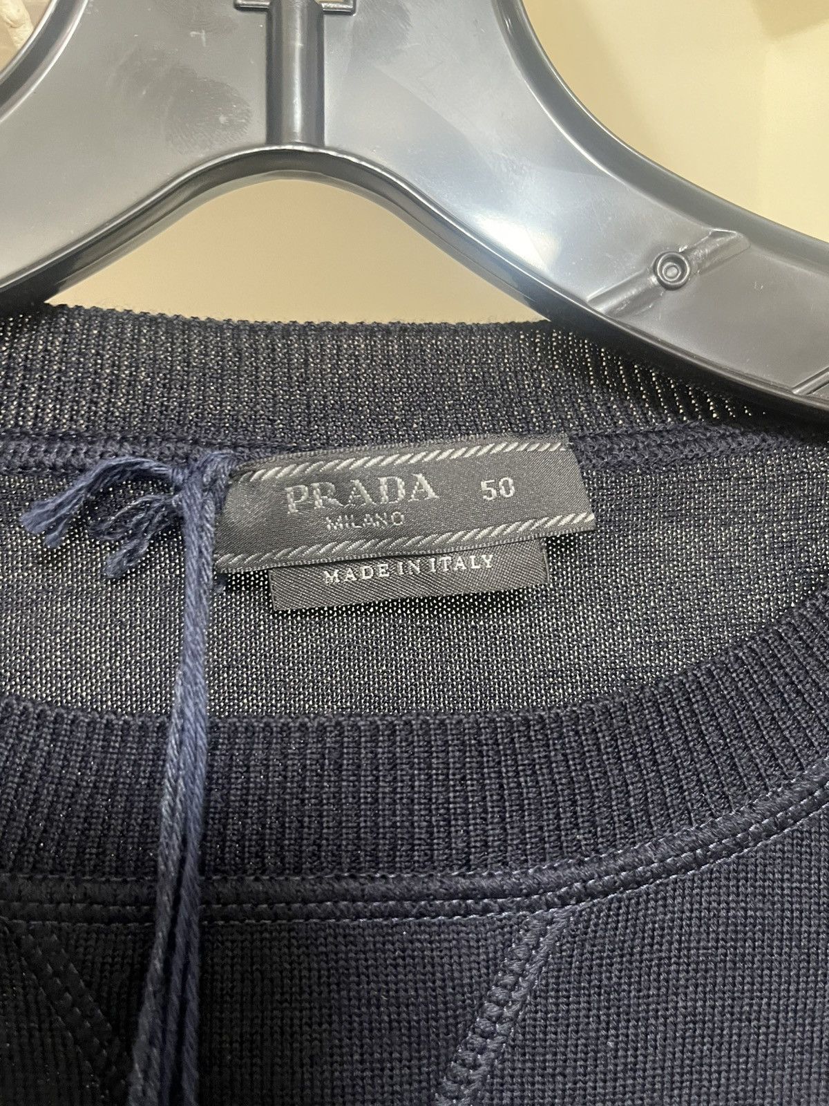 Prada Logo Short Sleeve Cashmere Wool Sweater Sz 50