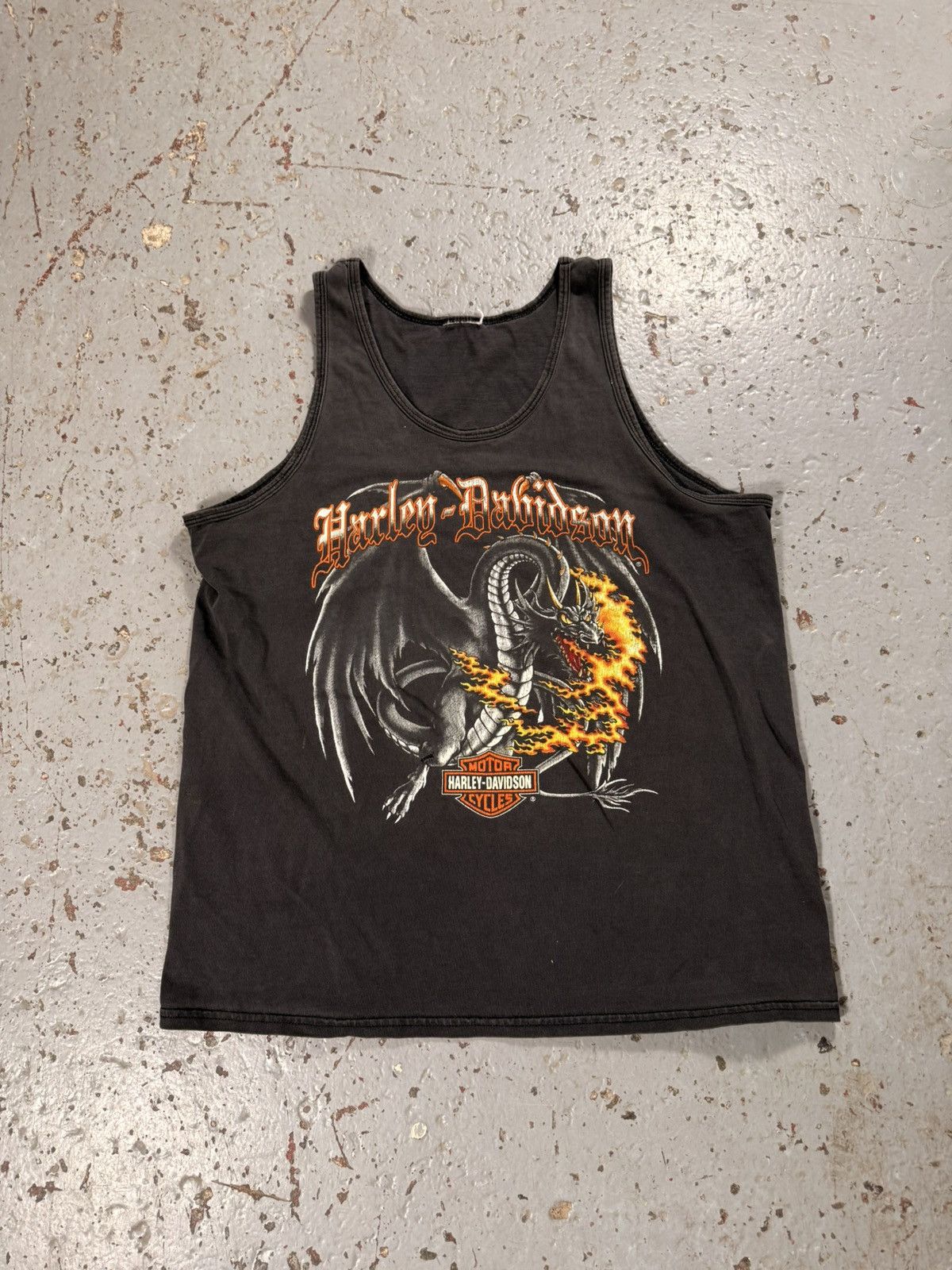 Harley Davidson Vintage Distressed Sun Faded Harley Davidson Dragon Tank Top Size US L / EU 52-54 / 3 - 3 Thumbnail
