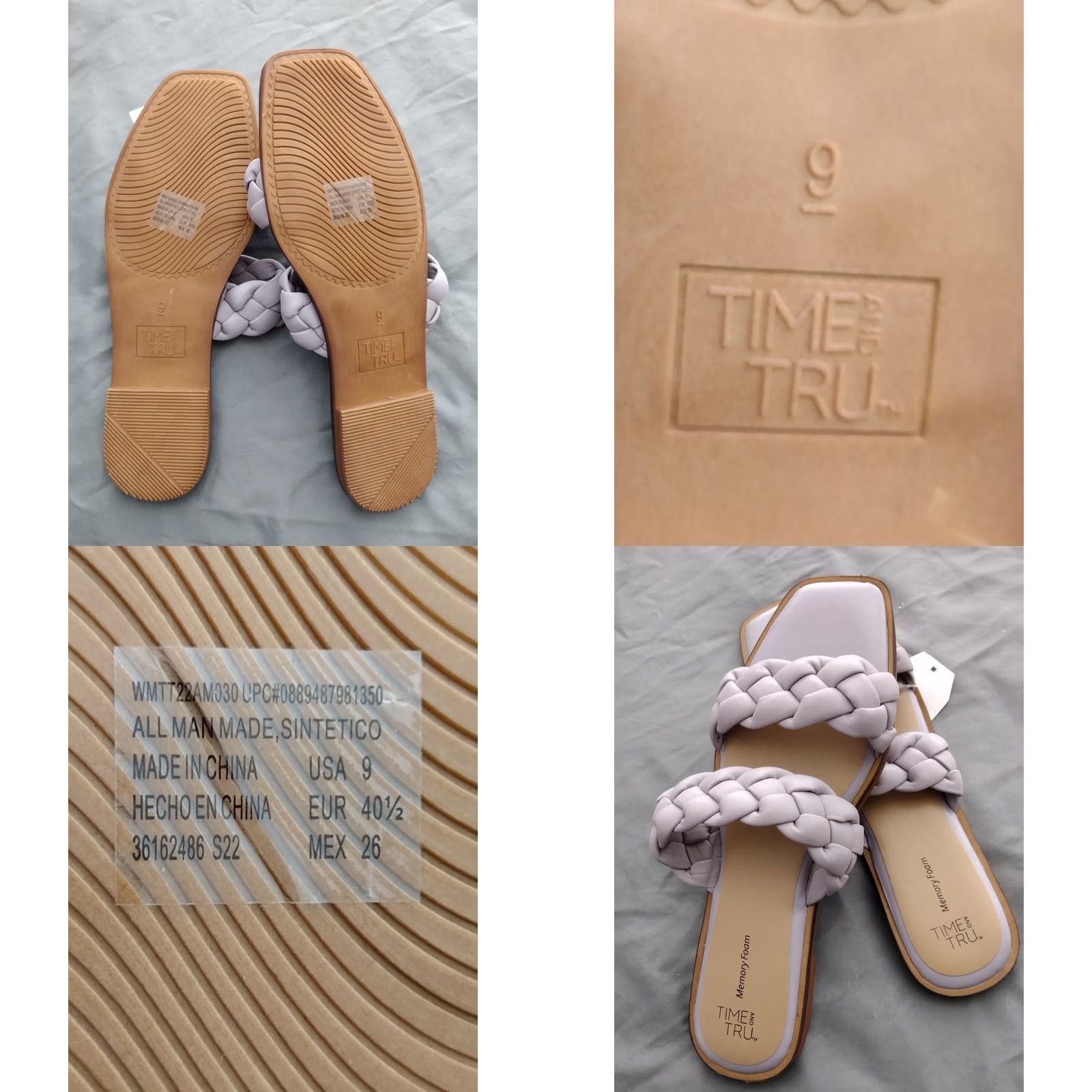 Vintage Time and Tru Women’s Braided Sandals Lavender 9 Lavender Sandal Memory Foam Open Toe Faux Leather Slip On Womens Shoes Braided Accents Purple 40 9 US Size US 7 / IT 37 - 8 Thumbnail