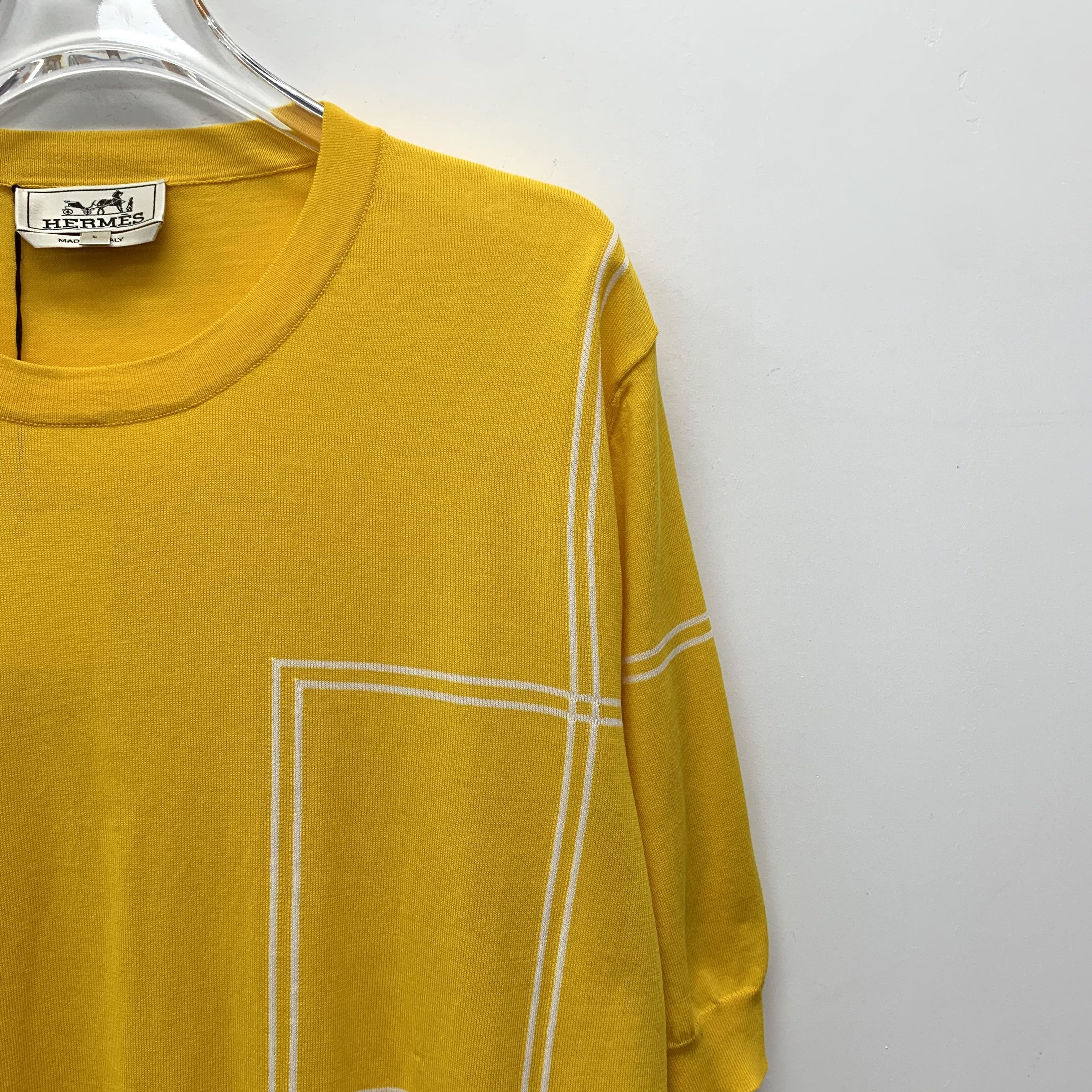 Hermes Hermes Yellow Cotton Short Sleeve Knit Shirt (Size L) Size US L / EU 52-54 / 3 - 7 Thumbnail