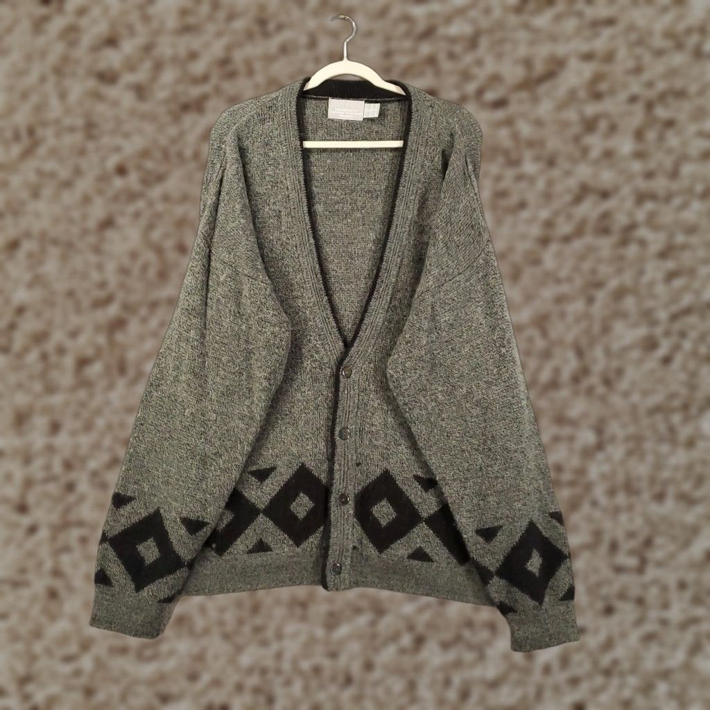 Vintage Progressive Apparel Cardigan Mens Sweater Large Gray Button Up Long Sleeve V-Neck Size US L / EU 52-54 / 3 - 1 Thumbnail