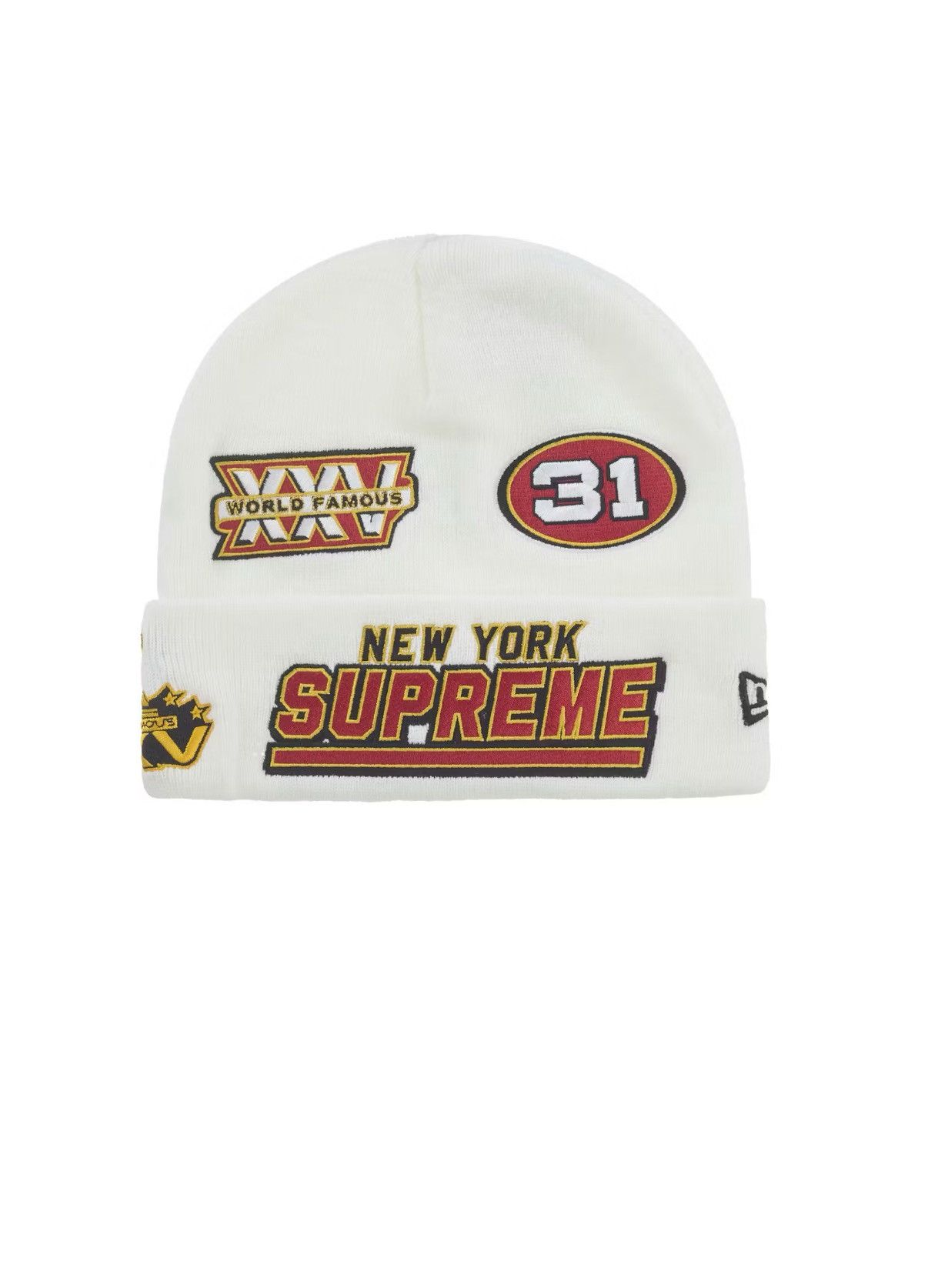 Supreme Supreme new era outline beanie white pink | Grailed