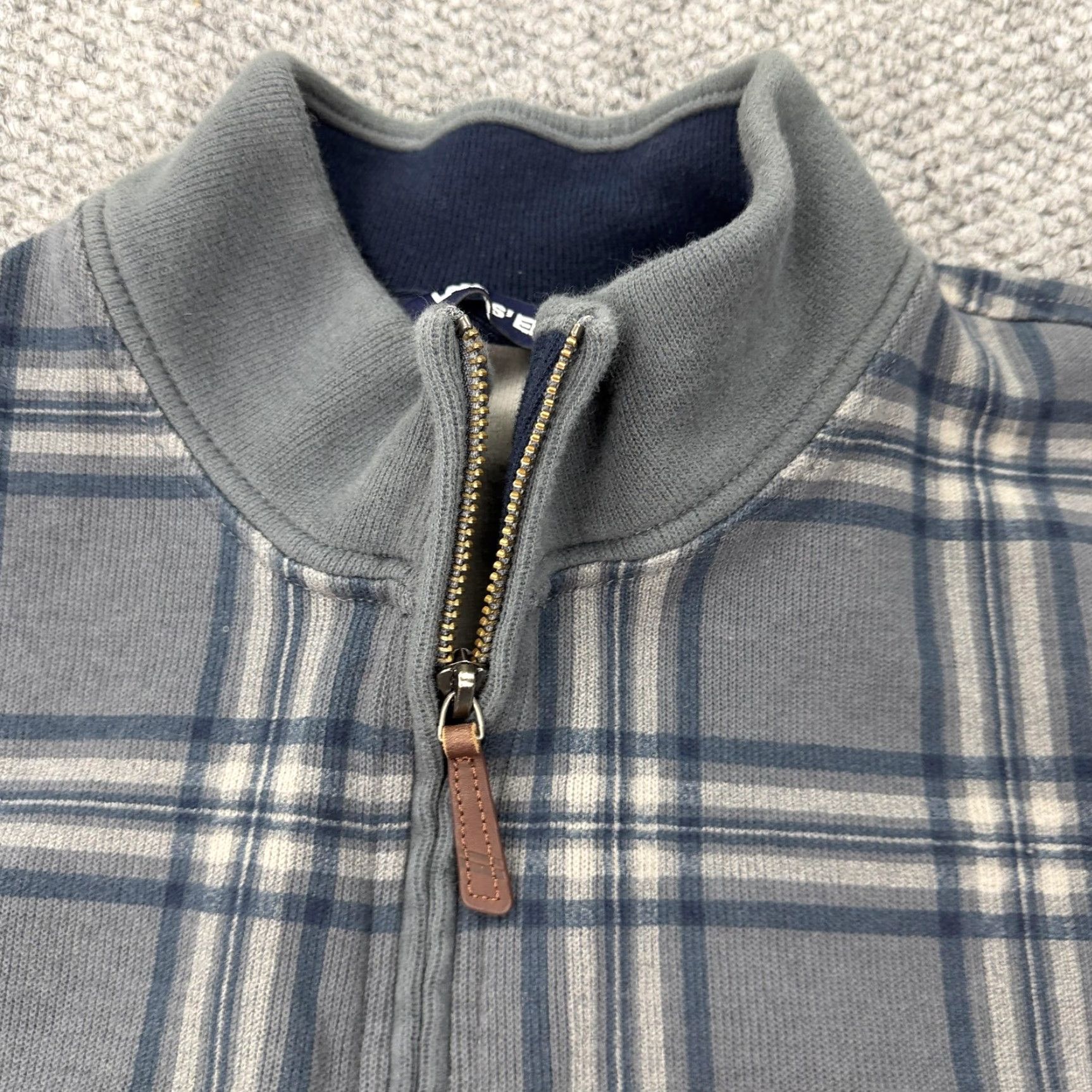Lands' End Lands' End Sweater Mens Large Gray Plaid 1/4 Zip Mock Neck Cotton Pullover Size US L / EU 52-54 / 3 - 2 Thumbnail