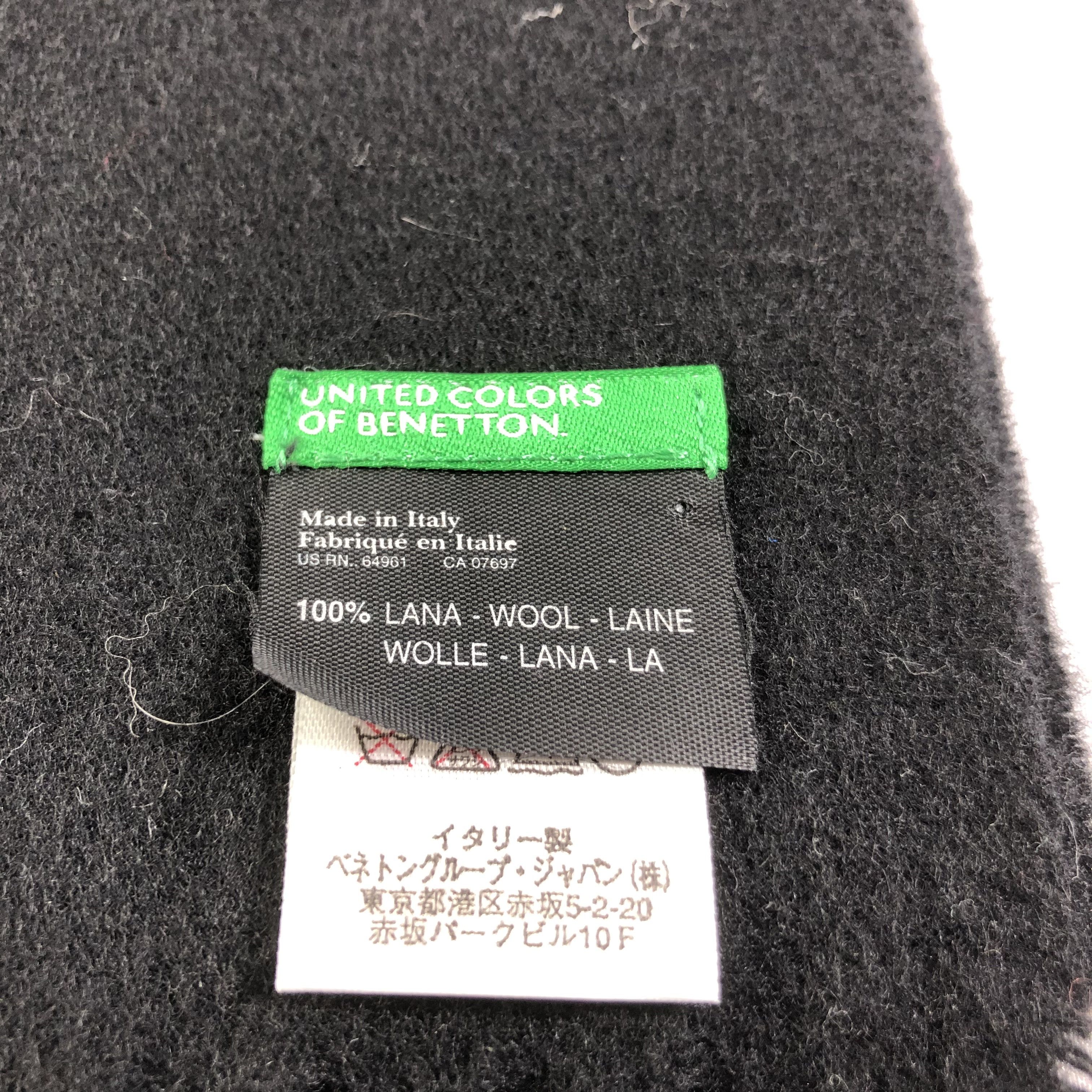 United Colors Of Benetton United Colors of Benetton Black Wool Scarf Muffler V1375 Size ONE SIZE - 4 Thumbnail