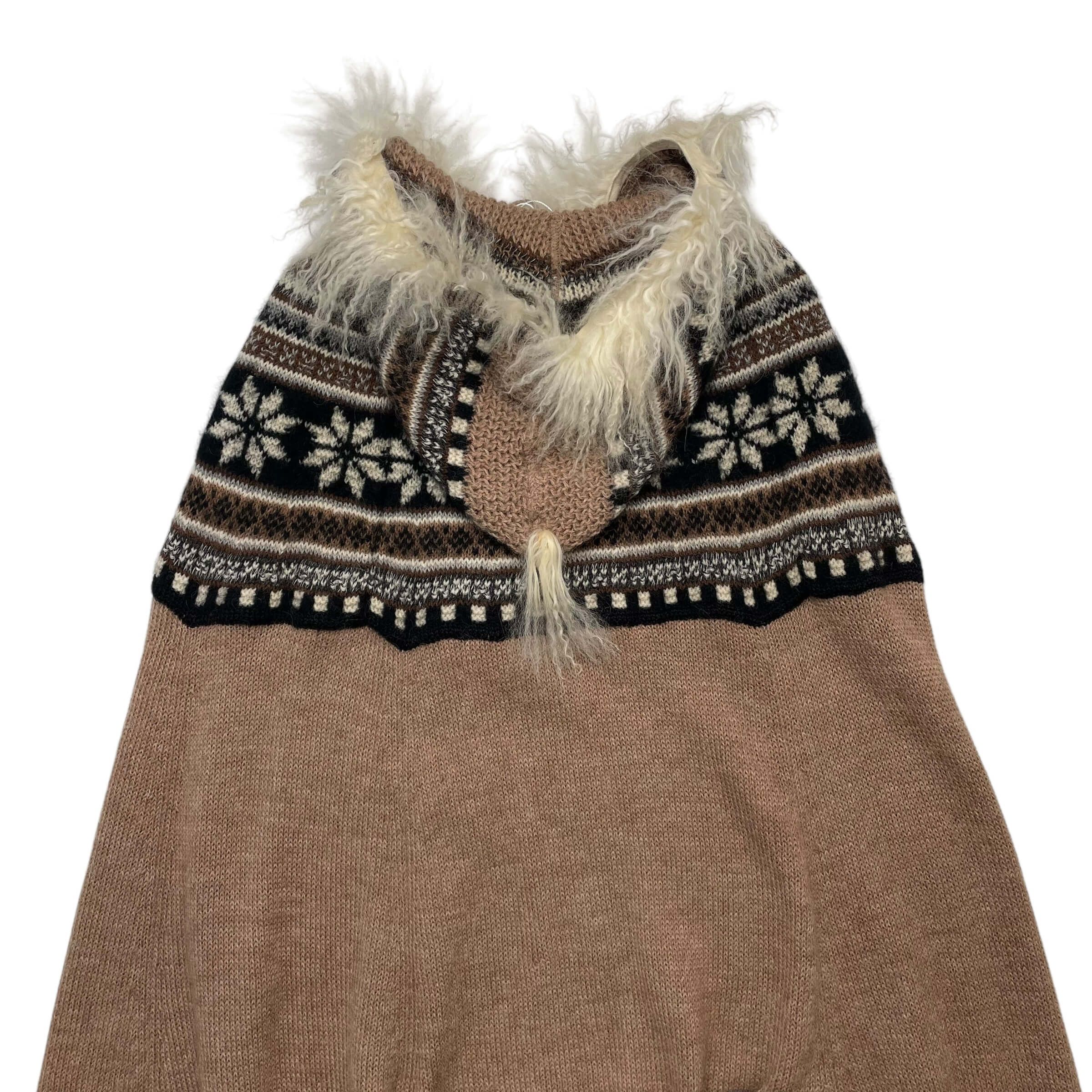 Jean Paul Gaultier 90's jean paul gaultier fair Isle mongolian lamb cape Size L / US 10 / IT 46 - 7 Thumbnail