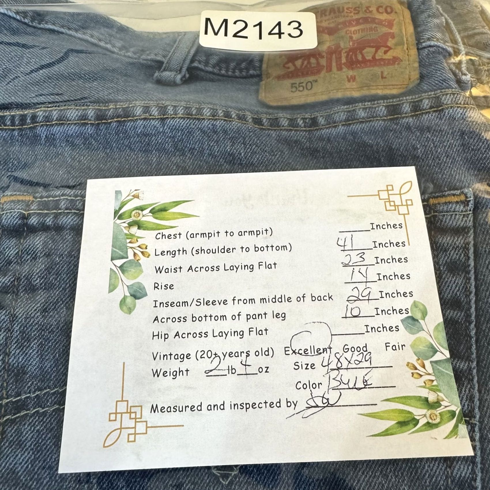 Levi's Levis 550 Jeans Mens 48x29 Blue Relaxed Tapered Denim Medium Wash Jeans Size US 32 / EU 48 - 8 Thumbnail