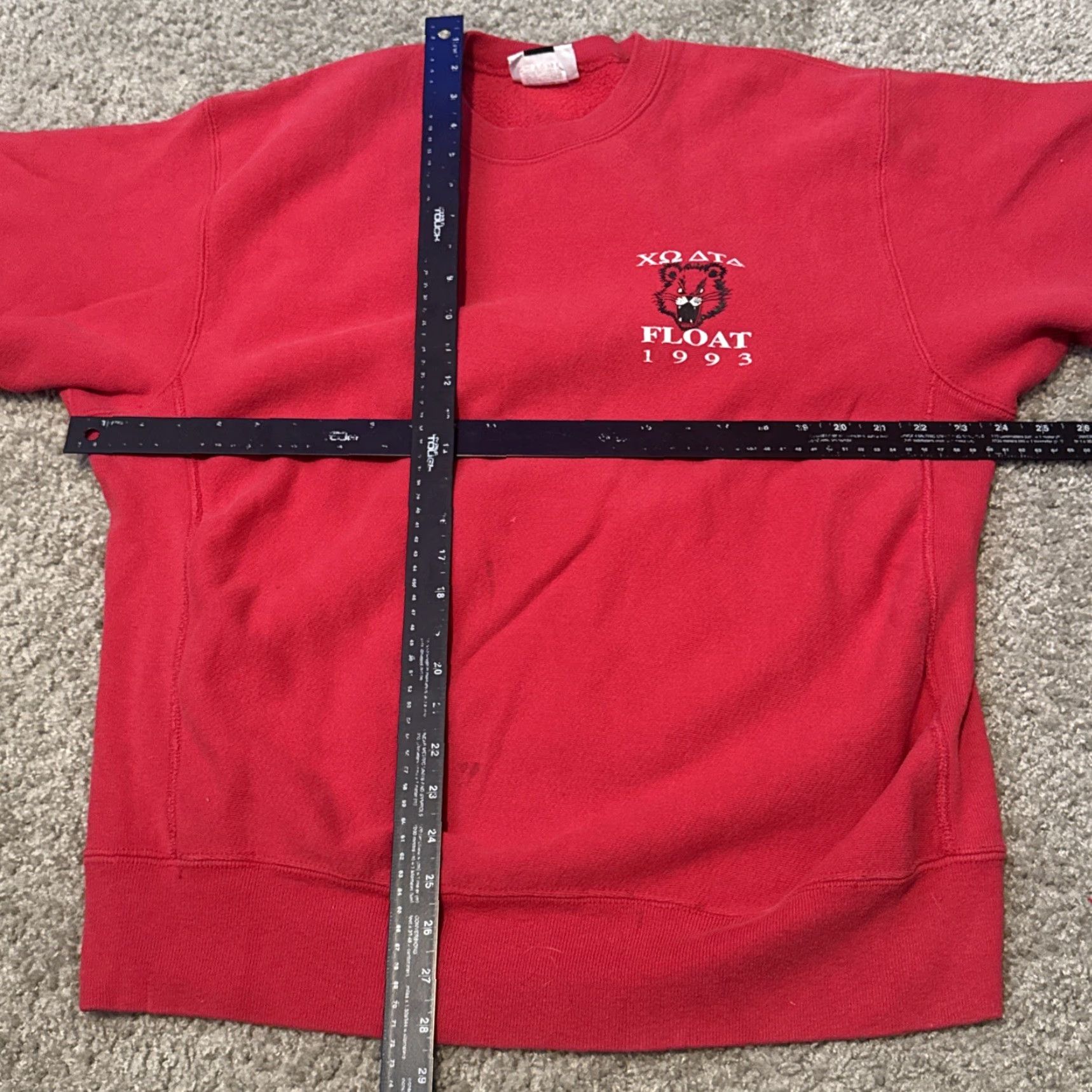Lee VTG 1993 Chi Omega Sorority University Cincinnati Crewneck Sweatshirt XL Red Pullover Unisex Adults Sweatshirt Size XL / US 12-14 / IT 48-50 - 8 Thumbnail