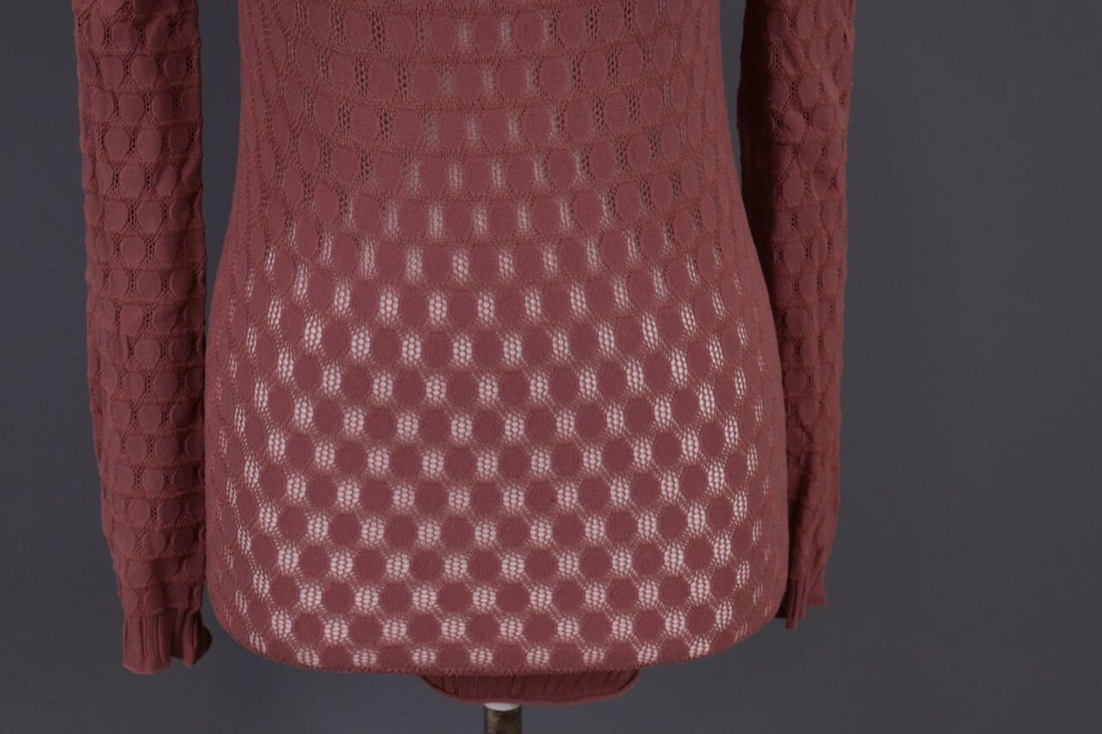 Pink Floyd Pinko Pink Wool Knit Designer Bodycon Mesh Sweater Size S Size S / US 4 / IT 40 - 2 Thumbnail