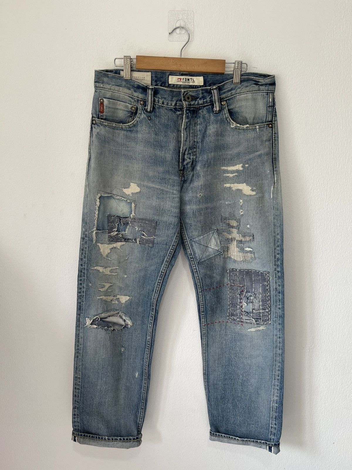 FDMTL 2021 FDMTL Sashiko Patch Denim Selveged Pants Size US 32 / EU 48 - 5 Thumbnail
