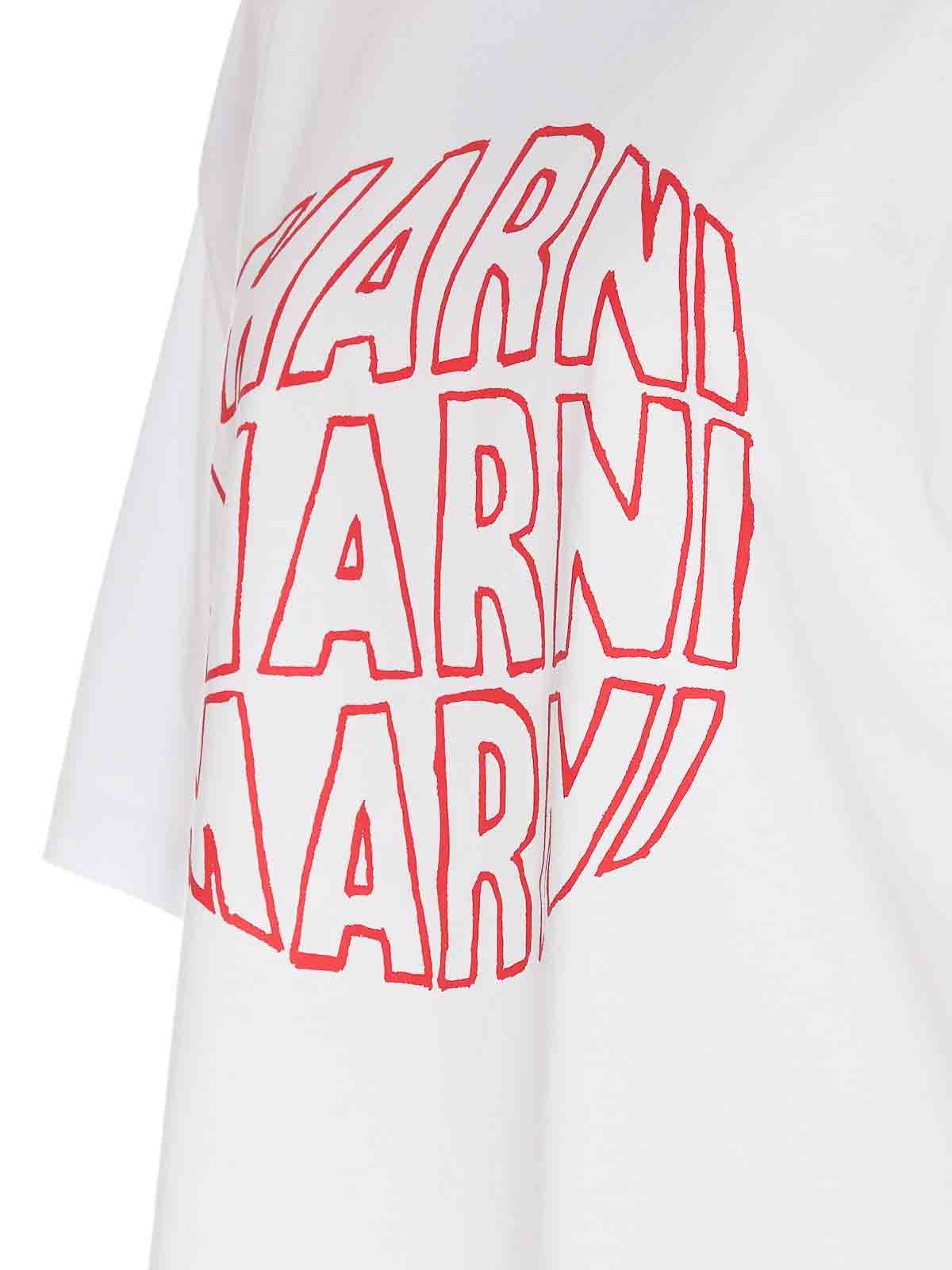 Marni o1w1db10824 Logo T-Shirt in White Size US M / EU 48-50 / 2 - 3 Thumbnail