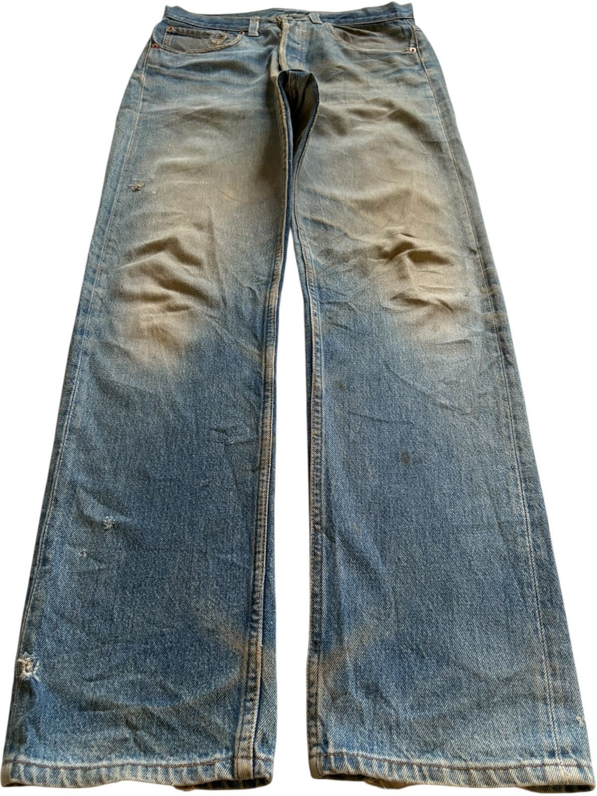 Vintage 90s Levis 501 Mud Wash Distress Rip Loose Jean