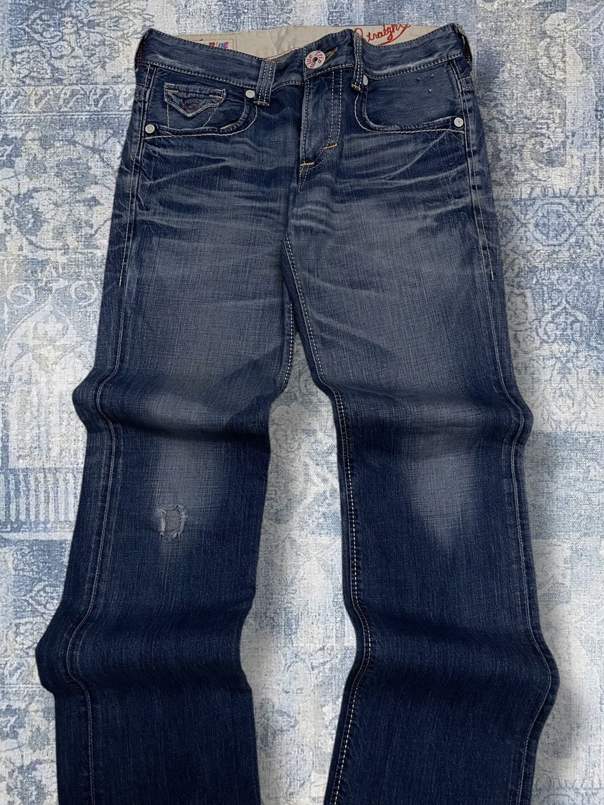 Edwin Vintage 90s Japan Designer Edwin Blue Trip Distressed Denim Size US 32 / EU 48 - 4 Thumbnail