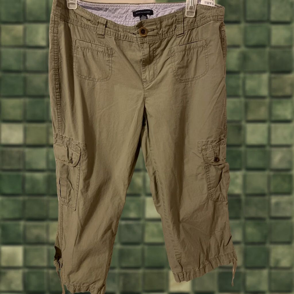 Tommy Hilfiger Tommy Hilfiger Womens Pants Cargo Outdoor Lightweight SZ 8 Green Cotton Regular Cargo Pants Size 30" / US 8 / IT 44 - 1 Thumbnail