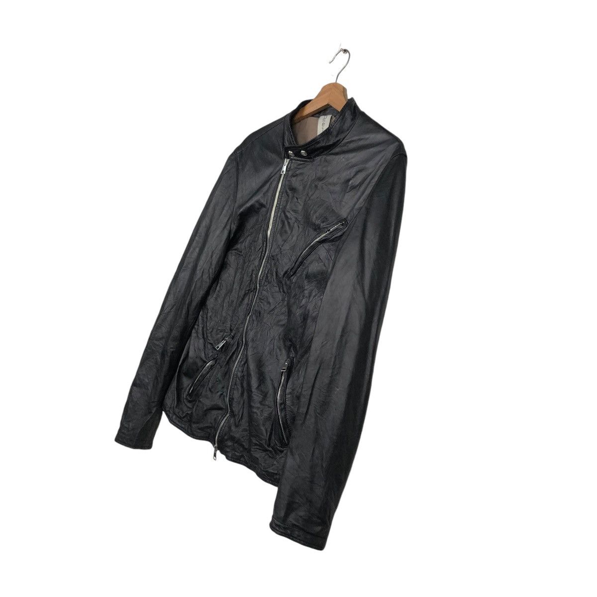Vera Pelle 🔥CROPPED LEATHER JACKET BIKER ASYMMETRICAL DELAN ITALY Size US M / EU 48-50 / 2 - 4 Thumbnail