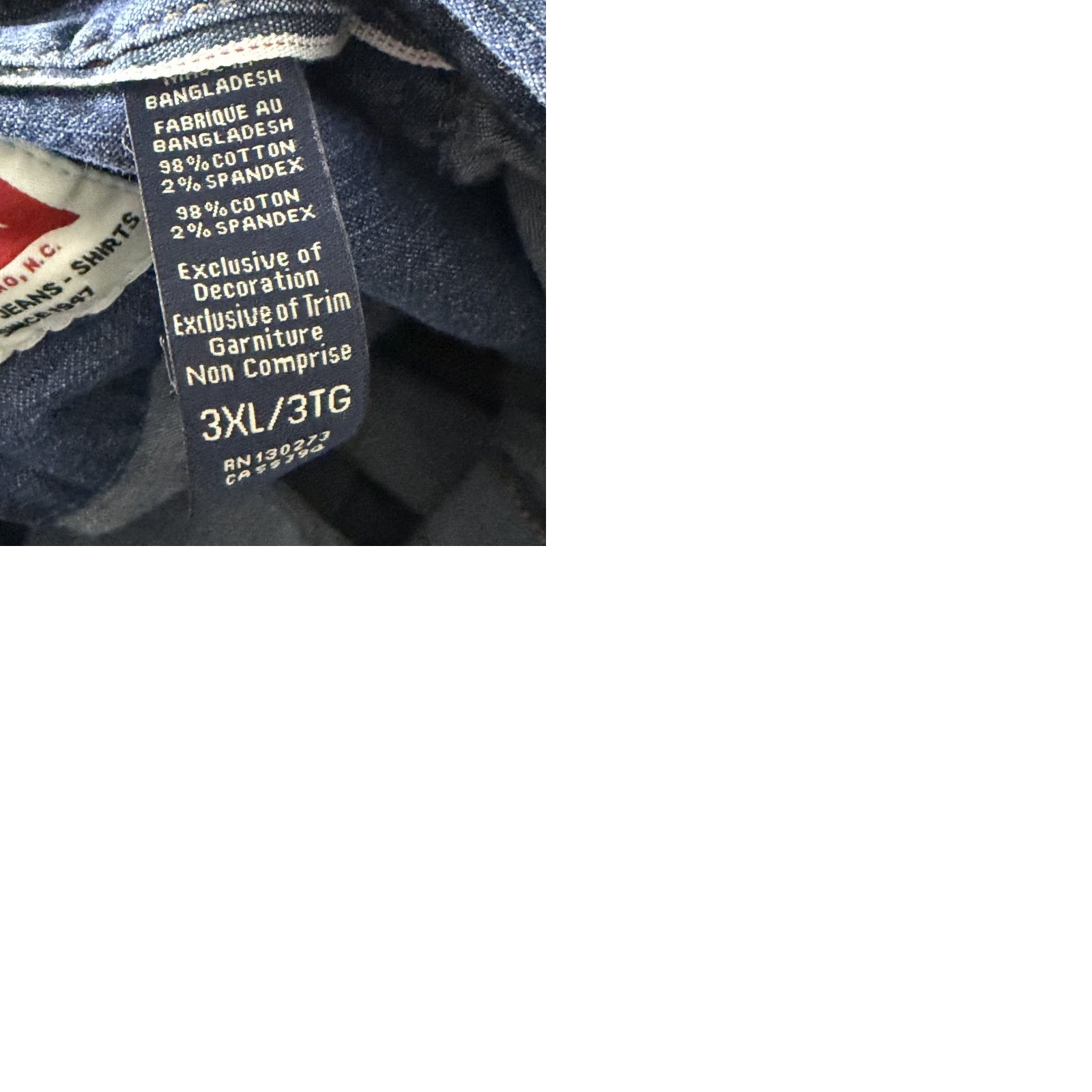 Wrangler Wrangler Shirt Mens 3XL Blue Denim Long Sleeve Pearl Snap Stretch Dark Indigo Category: Button-Up Size US XXL / EU 58 / 5 - 9 Thumbnail