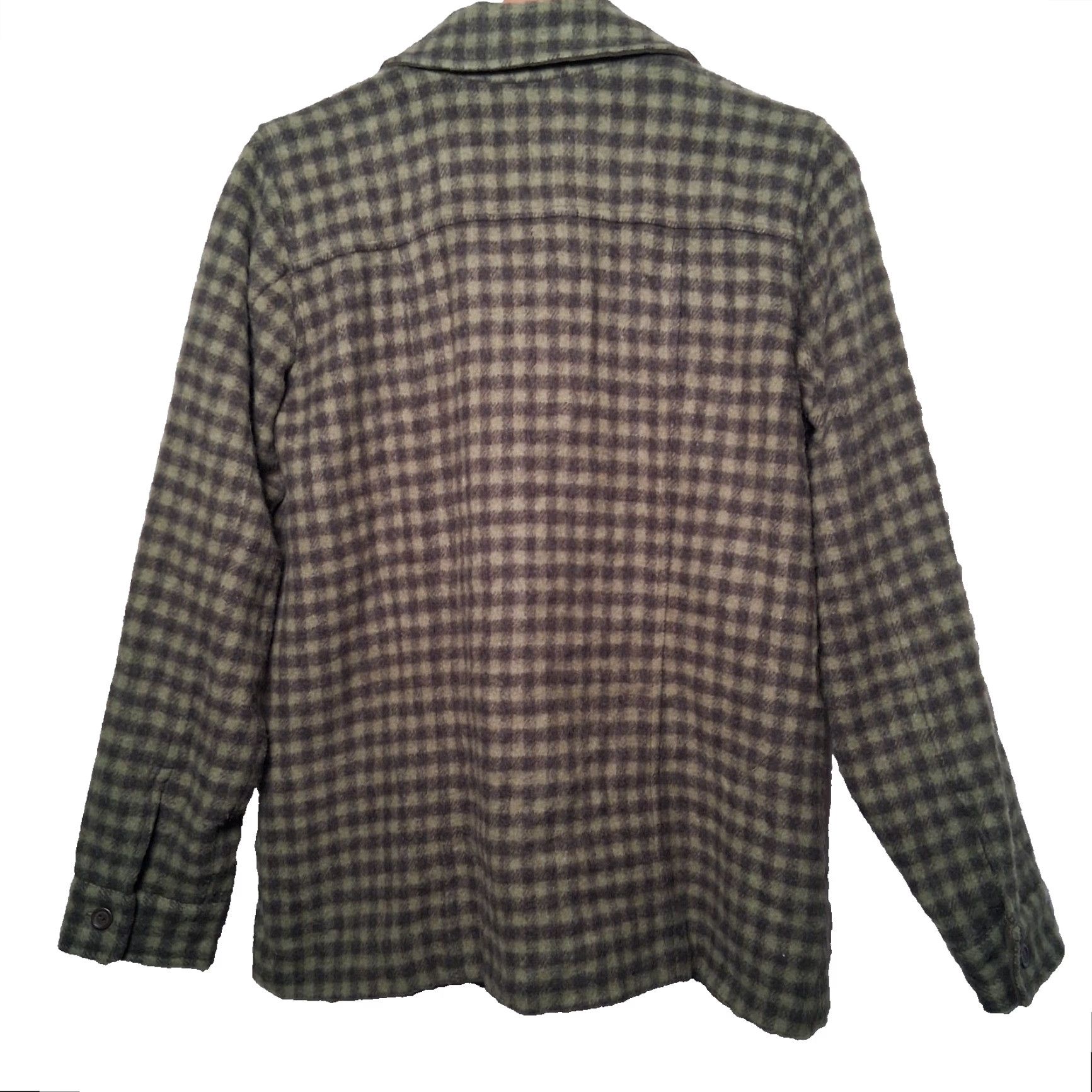 Denim & Co. VINTAGE Denim & Co Shirt Jacket Women S Green Plaid Wool Blend Button Up Size S / US 4 / IT 40 - 3 Thumbnail