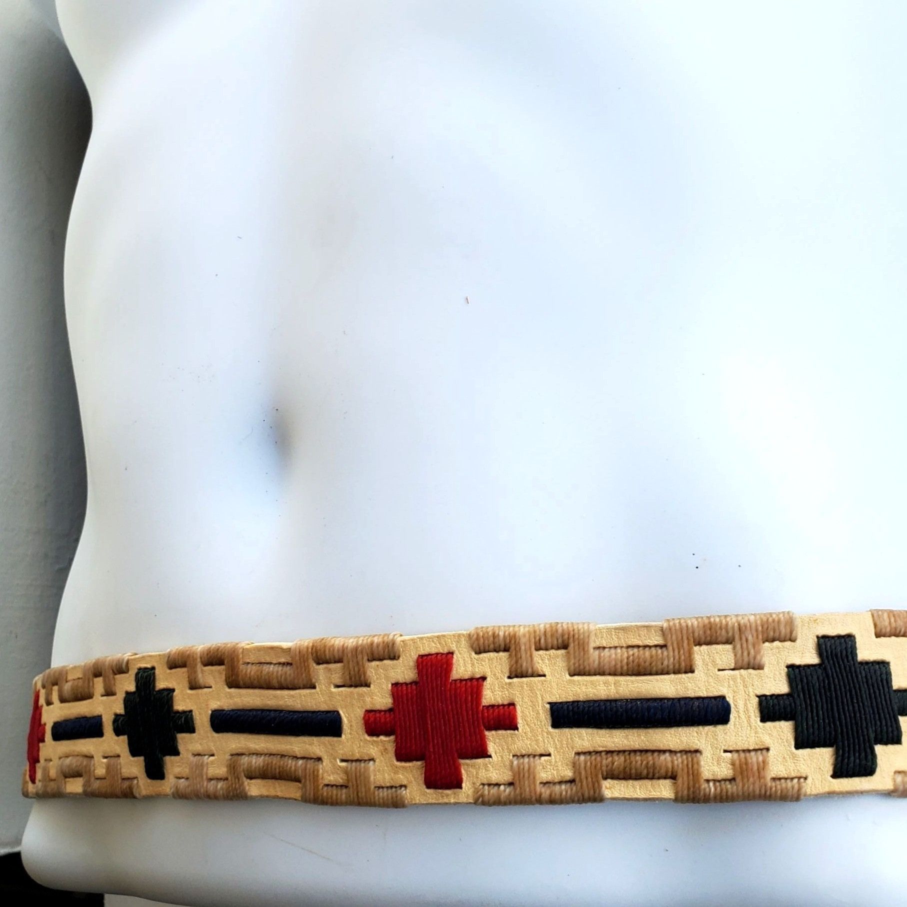 Handmade Vintage Handmade Rustic Cowhide Belt Mens Medium Wax Thread Size ONE SIZE - 9 Thumbnail