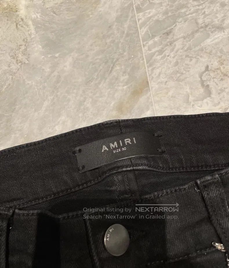 Amiri Amiri Classic豹纹 Checkered Patchwork Black Jeans, Size 30 Size US 30 / EU 46 - 2 Thumbnail