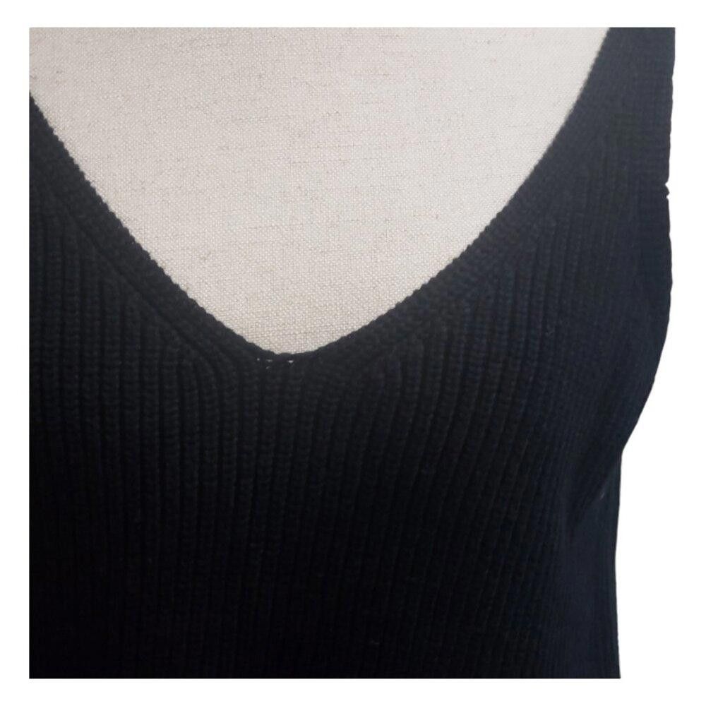 Designer CT1912 The Drop Ribbed Black Sweater Tank S Size S / US 4 / IT 40 - 2 Thumbnail