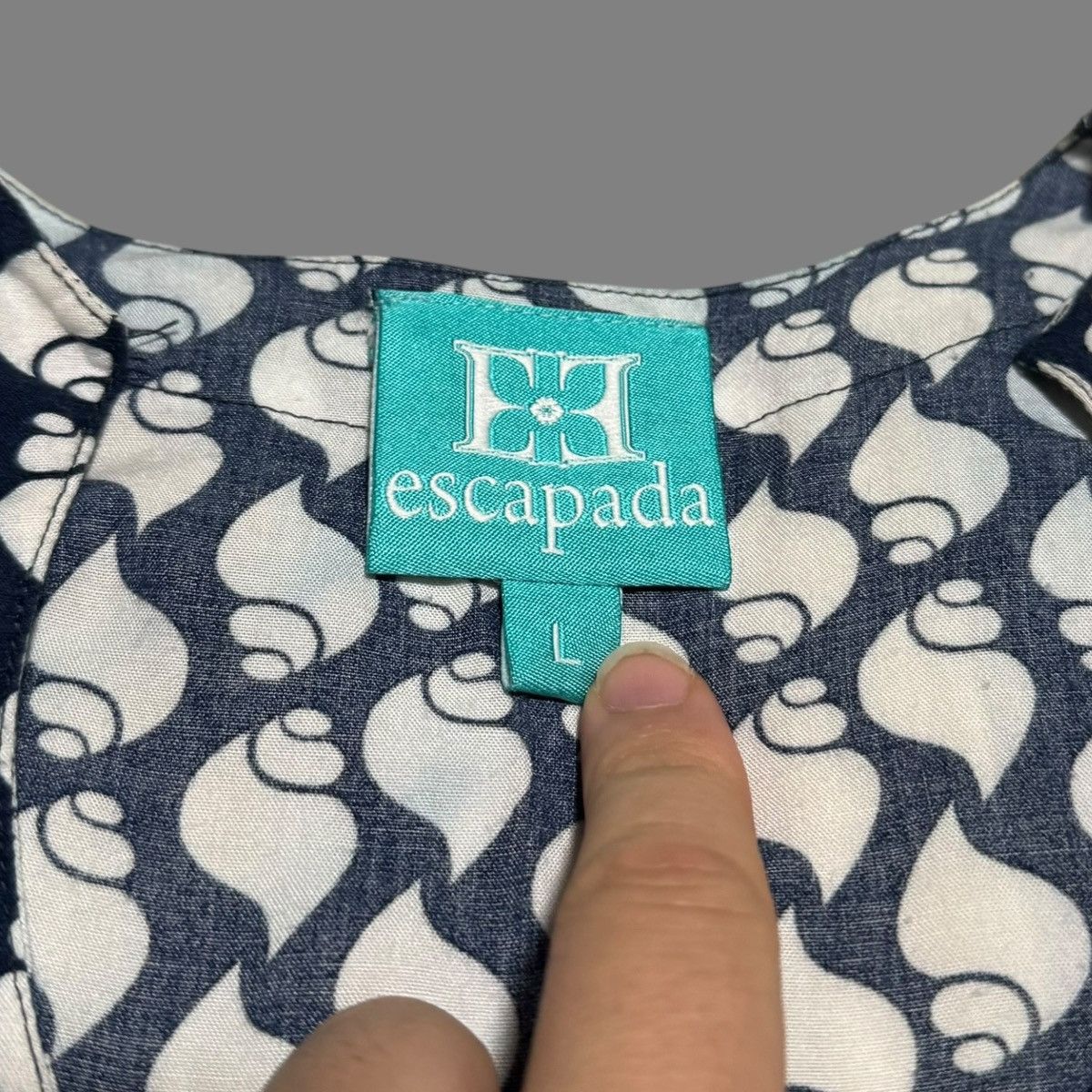 Other Escapada Rayon Patterned Navy Shirt Dress Women's L Size L / US 10 / IT 46 - 4 Thumbnail