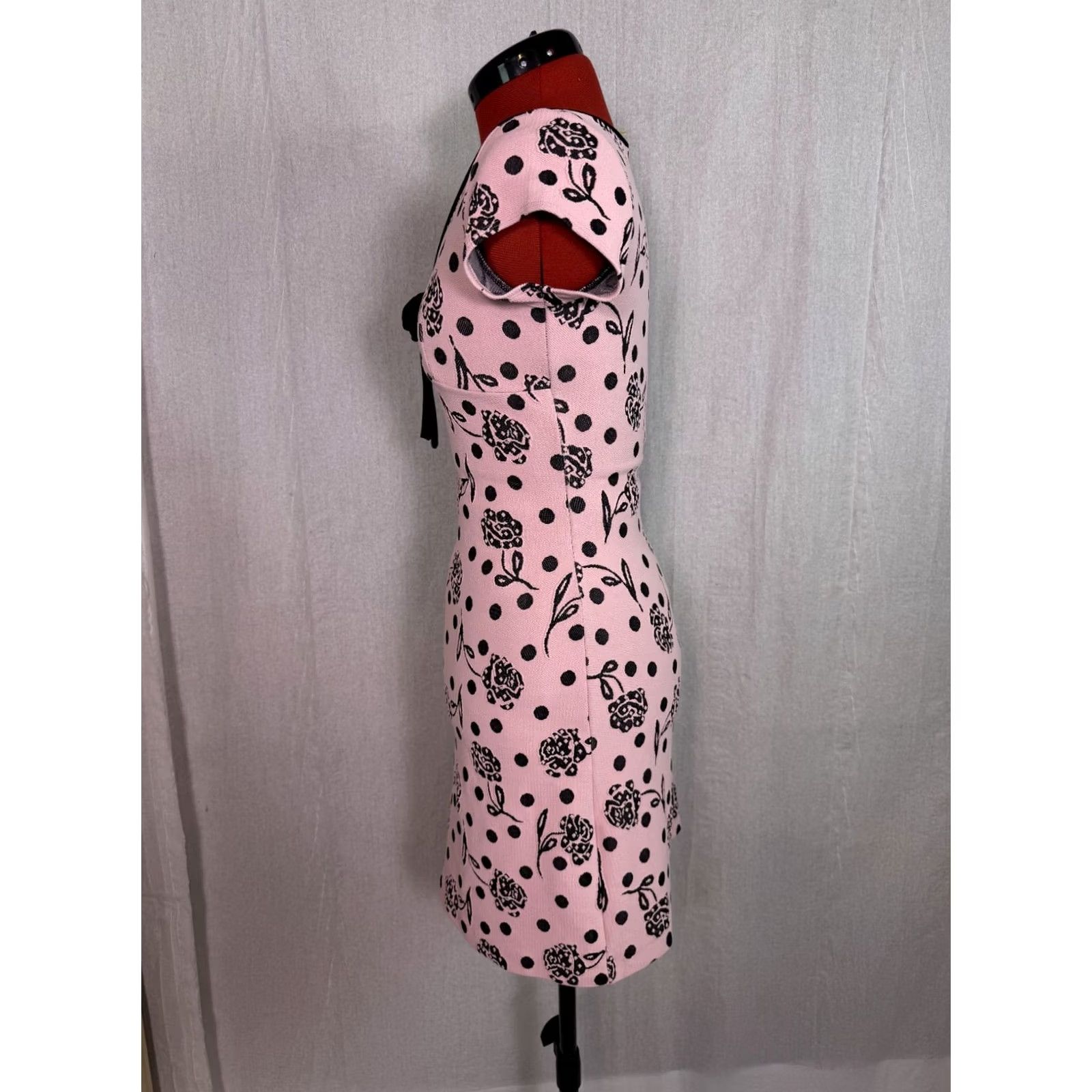 Pinko VINTAGE ZOKAI Pink Black Floral Midi Sheath Dress Womens Size Small Y2K D908 Size S / US 4 / IT 40 - 3 Thumbnail