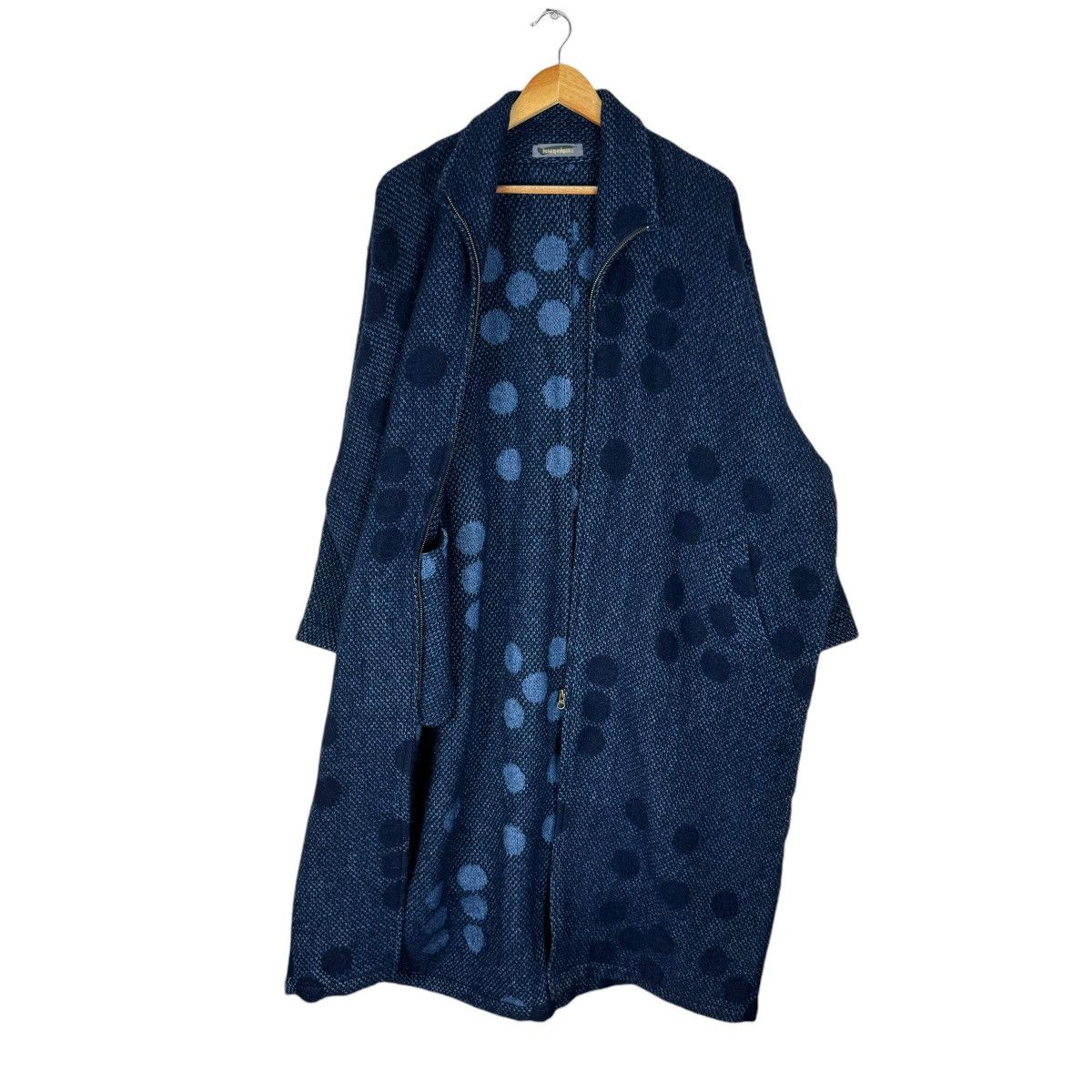 Indigo × Issey Miyake × Vintage 🌟80s ISSEY MIYAKE FW1986 BLANKET WOOL LONG JACKET Size M / US 6-8 / IT 42-44 - 6 Thumbnail