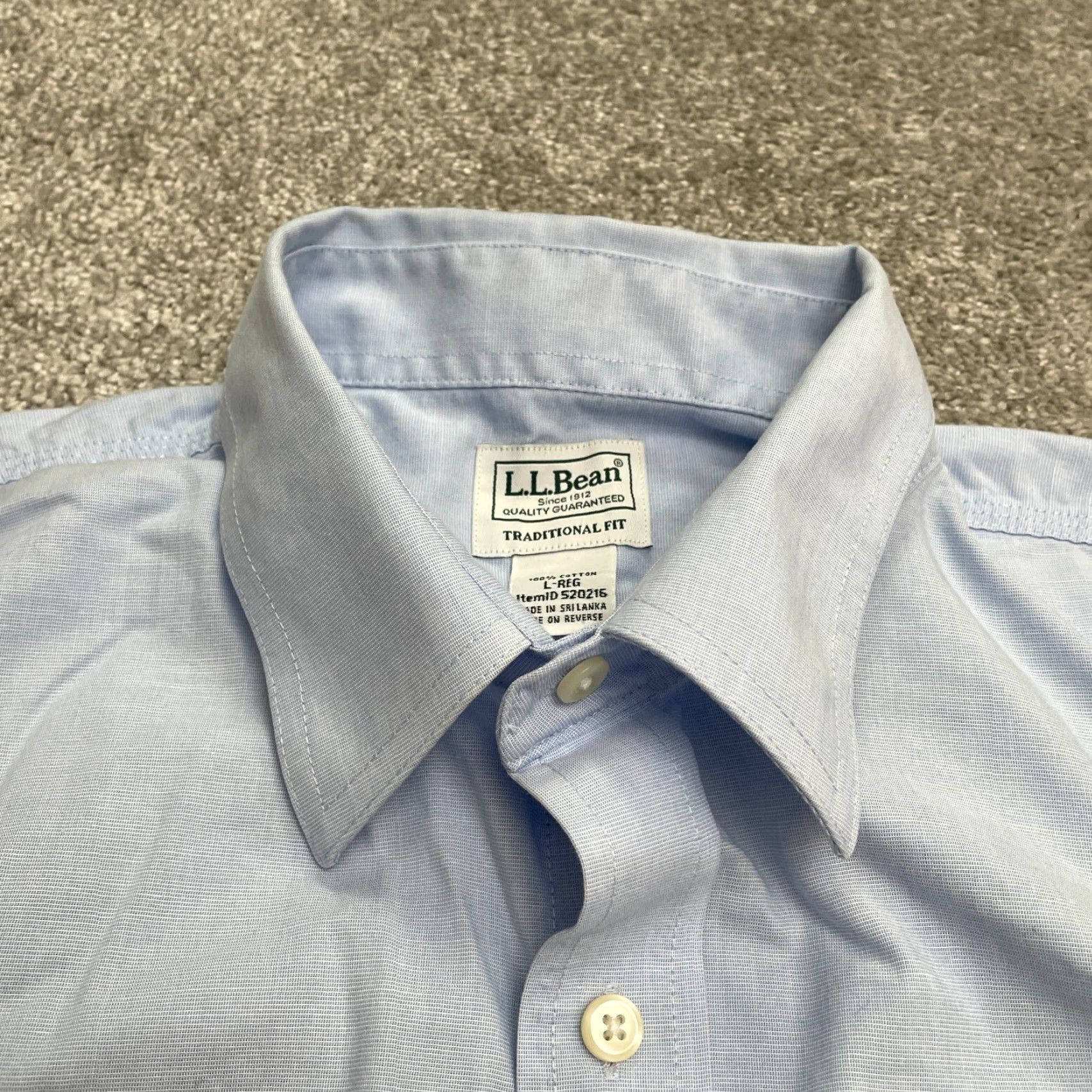 Vintage L.L. Bean Shirt Mens Large Blue Short Sleeve Pocket Work Cotton Traditional Fit Size US L / EU 52-54 / 3 - 5 Thumbnail