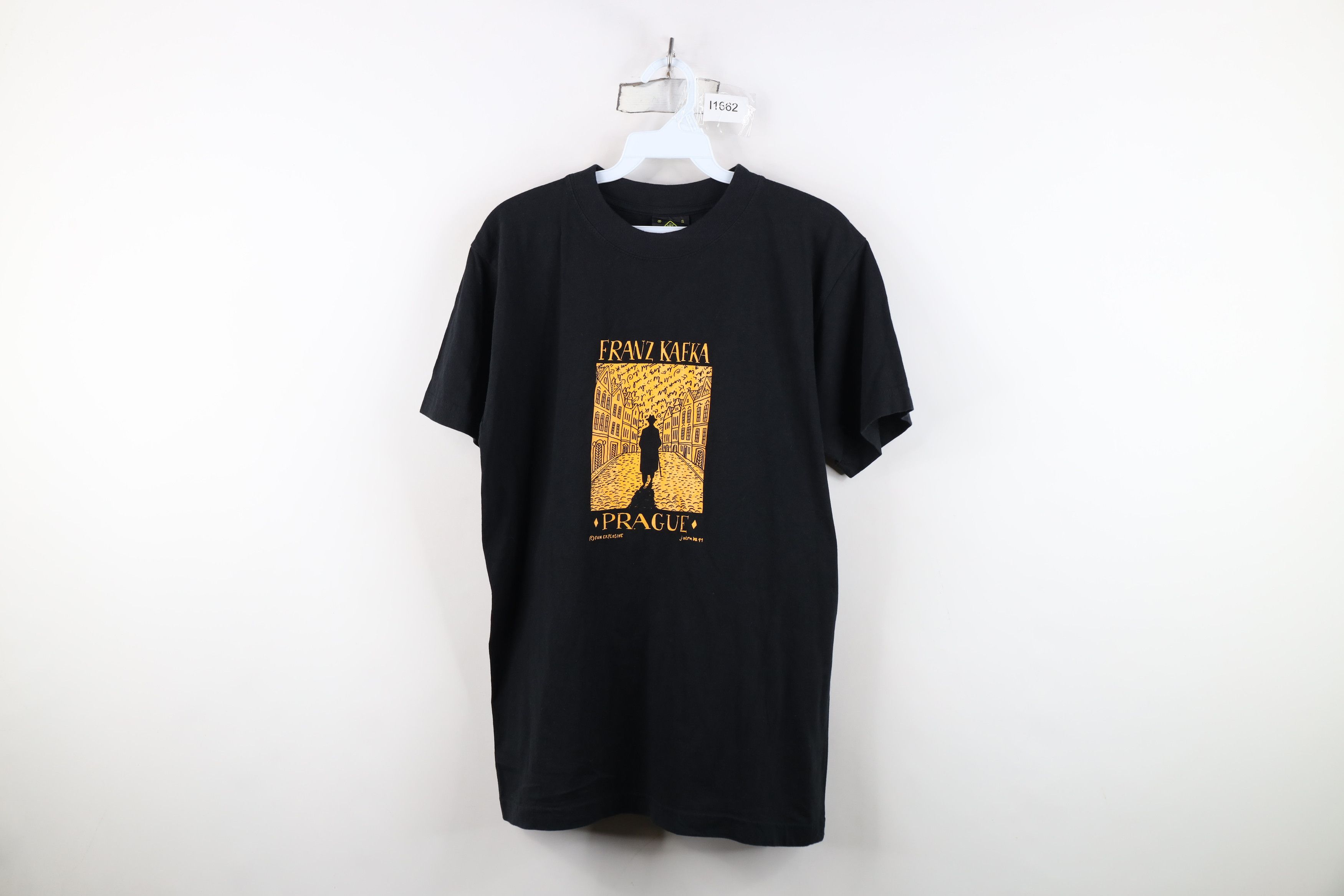 Vintage Vintage 90s Spell Prague Author Franz Kafka T-Shirt Black Size US S / EU 44-46 / 1 - 1 Thumbnail