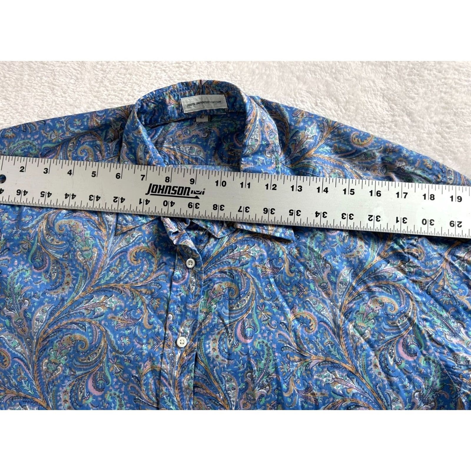 Vintage Maus & Hoffman Shirt Womens Blue Paisley Long Sleeve Large Casual Cotton Button-Up Size L / US 10 / IT 46 - 4 Thumbnail