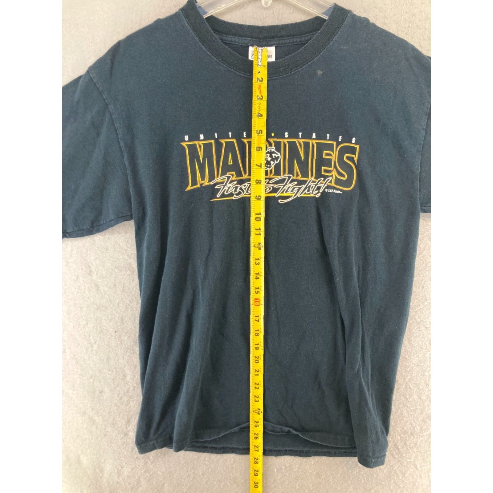 Vintage 7.62 Design Men's T-Shirt Large Black Graphic Marines Logo First To Fight USA Made Size US L / EU 52-54 / 3 - 4 Thumbnail