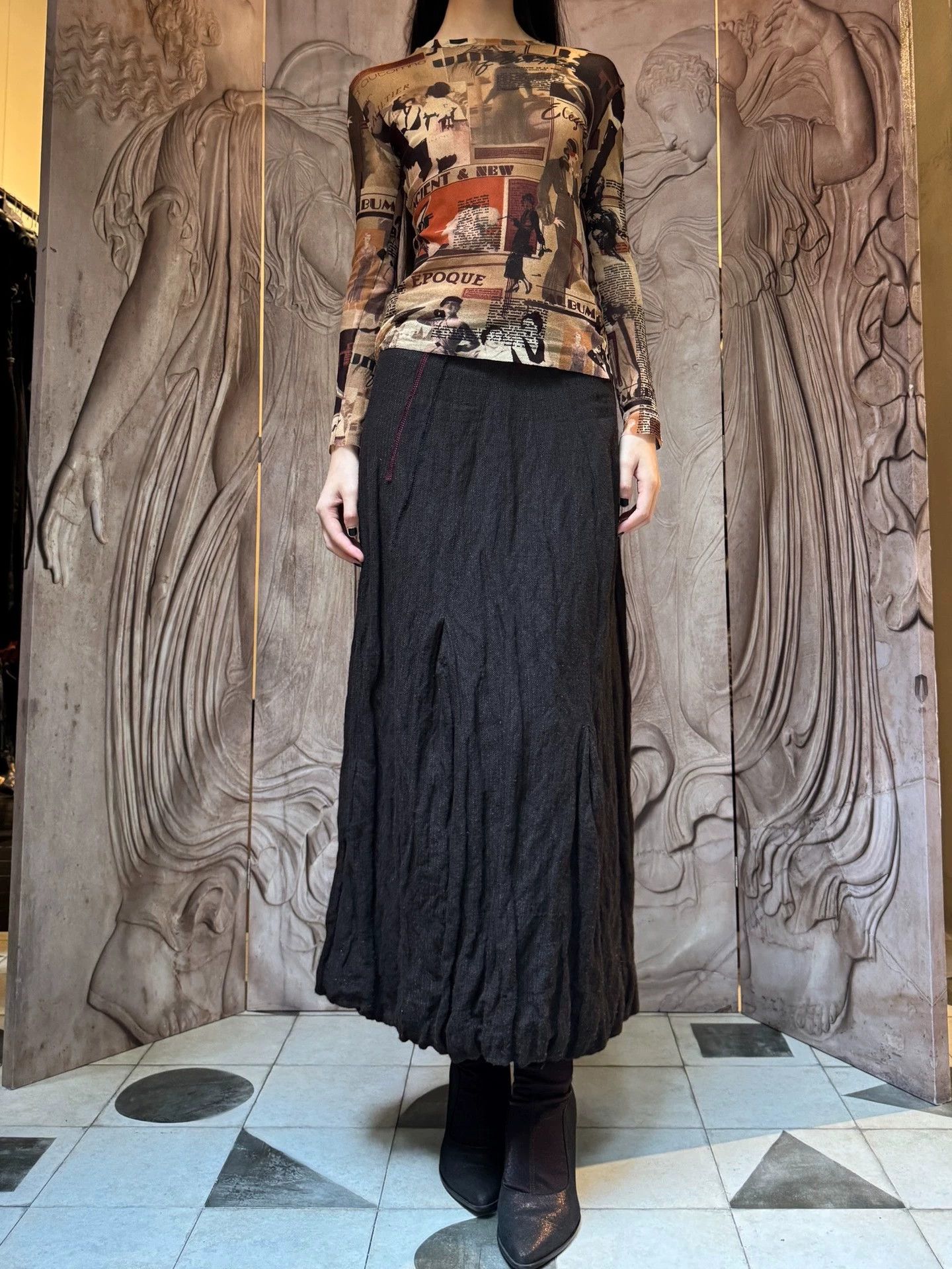 Other German Brand Vintage Wool Pleated Slim Midi Skirt Size 1 Size 26" / US 2 / IT 38 - 4 Thumbnail