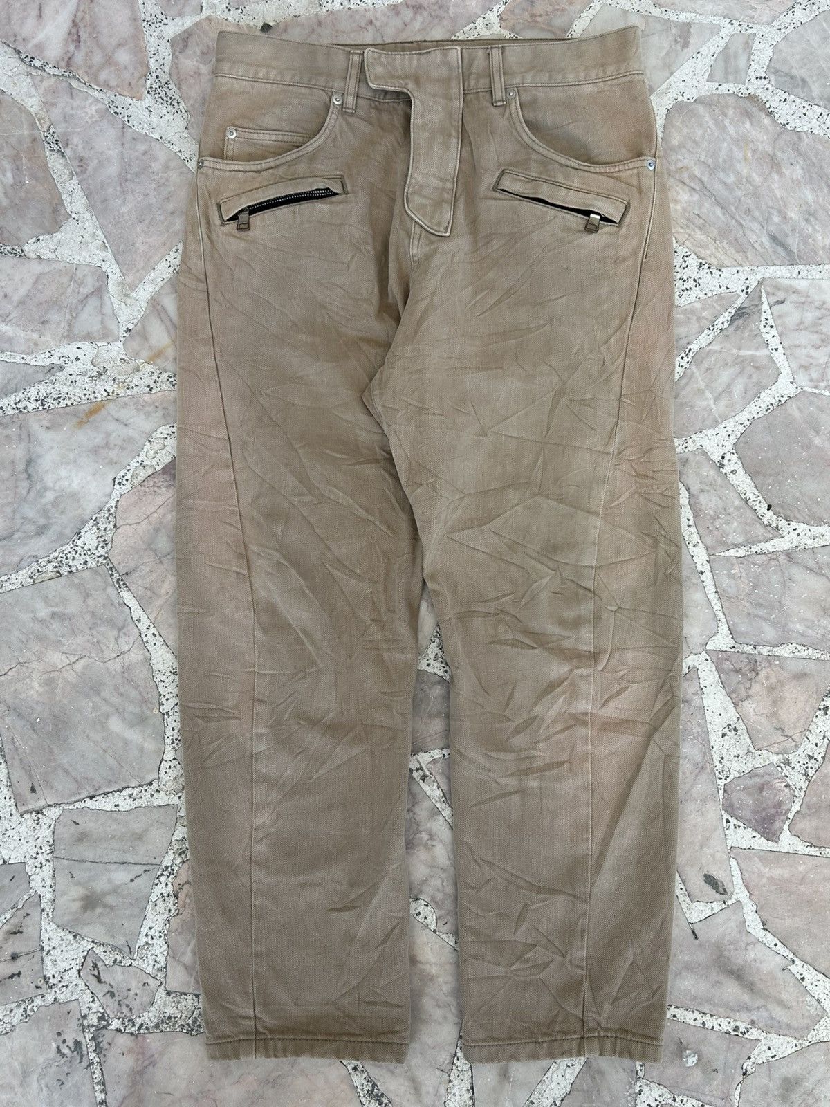 Balmain Balmain Biker Denim Pants Khaki Size US 33 - 3 Thumbnail