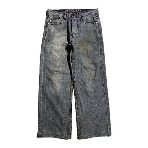 VIBE Harajuku Skull Embroidery Retro Baggy Jeans Size US 31 - 2 Thumbnail
