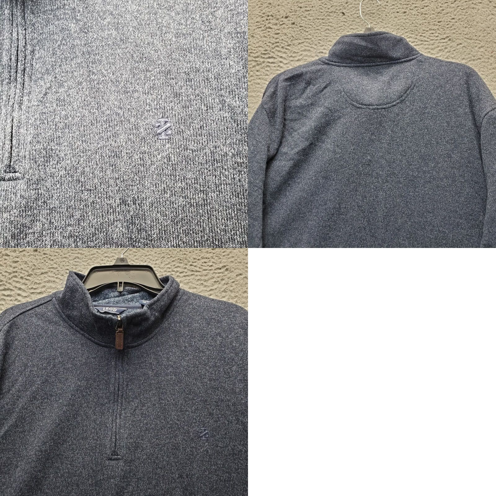 Izod IZOD Mens Pullover Sweater 2XL Blue Knit Embroidered Logo Quarter Zip Size US XXL / EU 58 / 5 - 8 Thumbnail