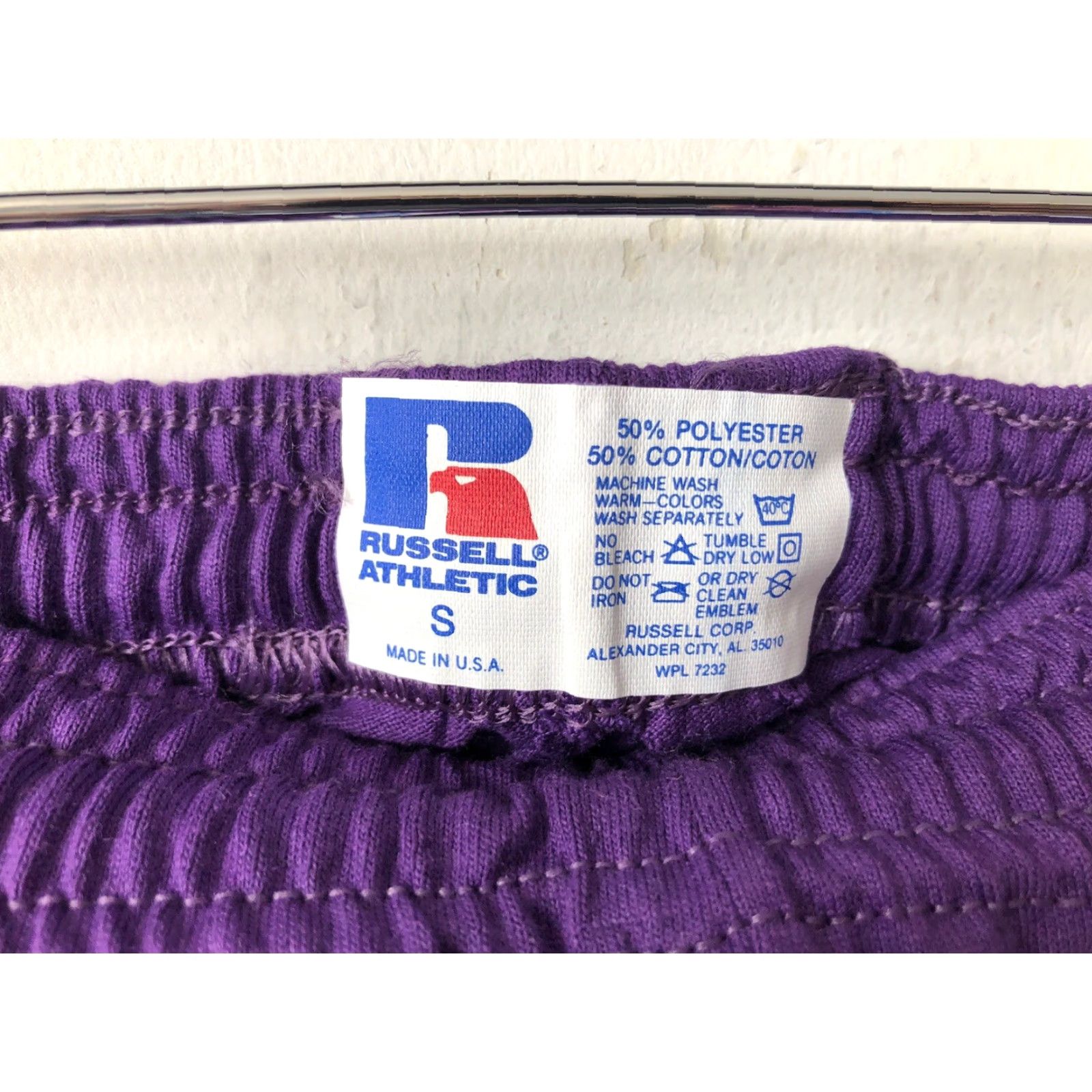 Russell Athletic VINTAGE Russell Athletic Compression Shorts Mens S Purple 90s Deadstock NWOT 1990s US Made Drawstring White Waist 13" 9" Rise 4.5" Inseam Size US 29 - 2 Thumbnail