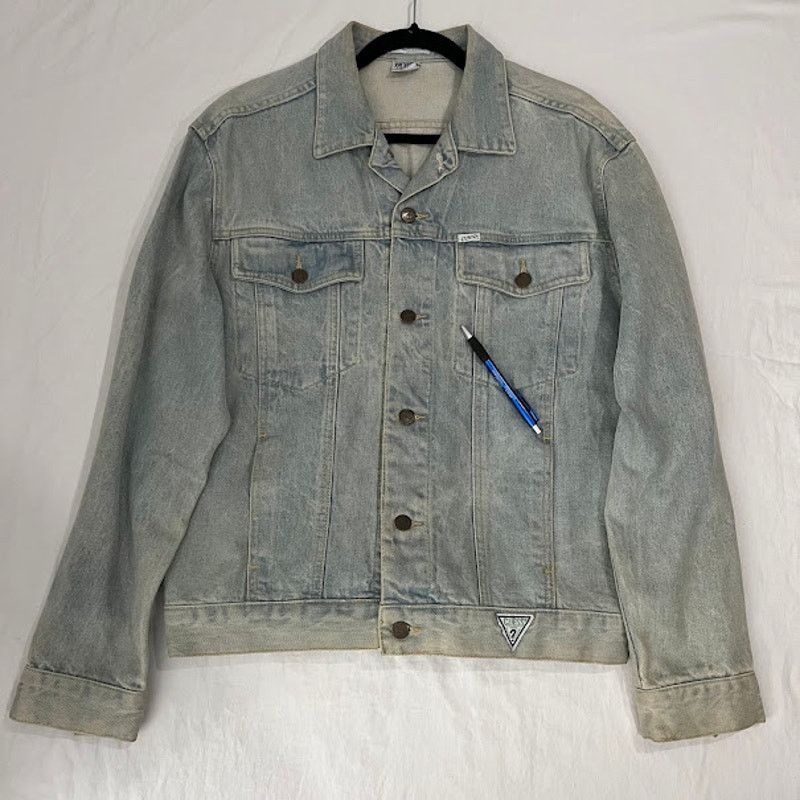 Guess VTG GUESS Georges Marciano Jacket Blue Acid Wash Denim L Size US L / EU 52-54 / 3 - 6 Thumbnail