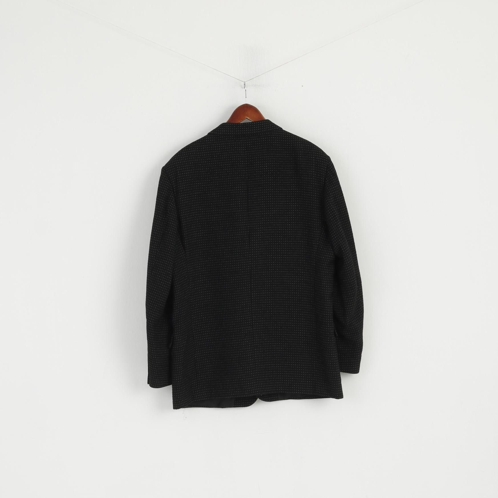 Vintage Messori Men 54 44 Blazer Black Wool Nylon Italy 6416 Size 44R - 7 Thumbnail