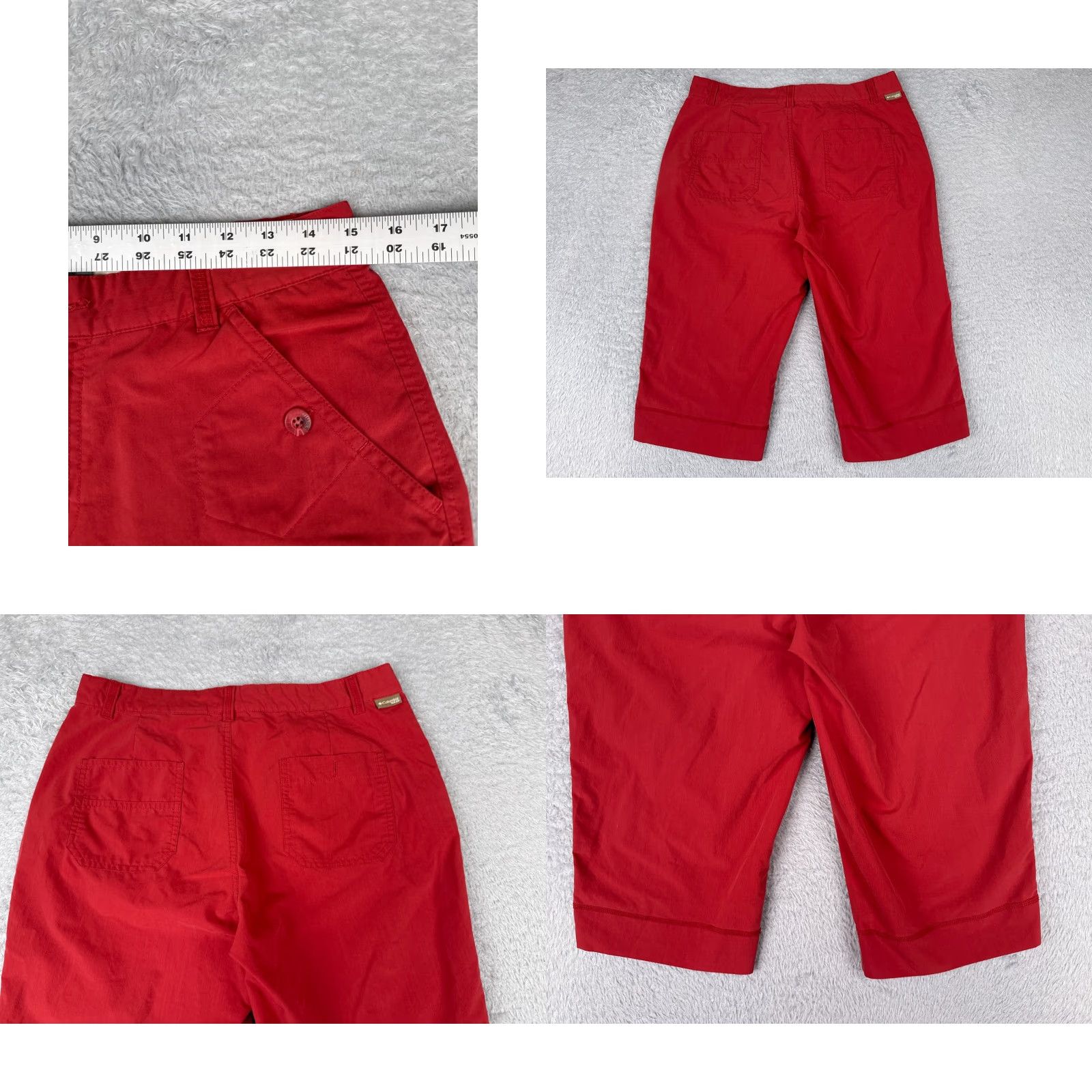 Vintage Columbia Shorts Women 10 Red Cotton Blend Chino XCO Hiking Camping 30x16 Elastic Waist Pockets Mid Rise Casual Activewear Summer Women Size 32" / US 10 / IT 46 - 9 Thumbnail