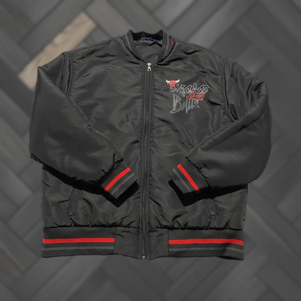 Vintage DeFacto NBA Chicago Bulls Bomber Jacket Mens Medium Black Red Full Zip Varsity Size US M / EU 48-50 / 2 - 1 Thumbnail