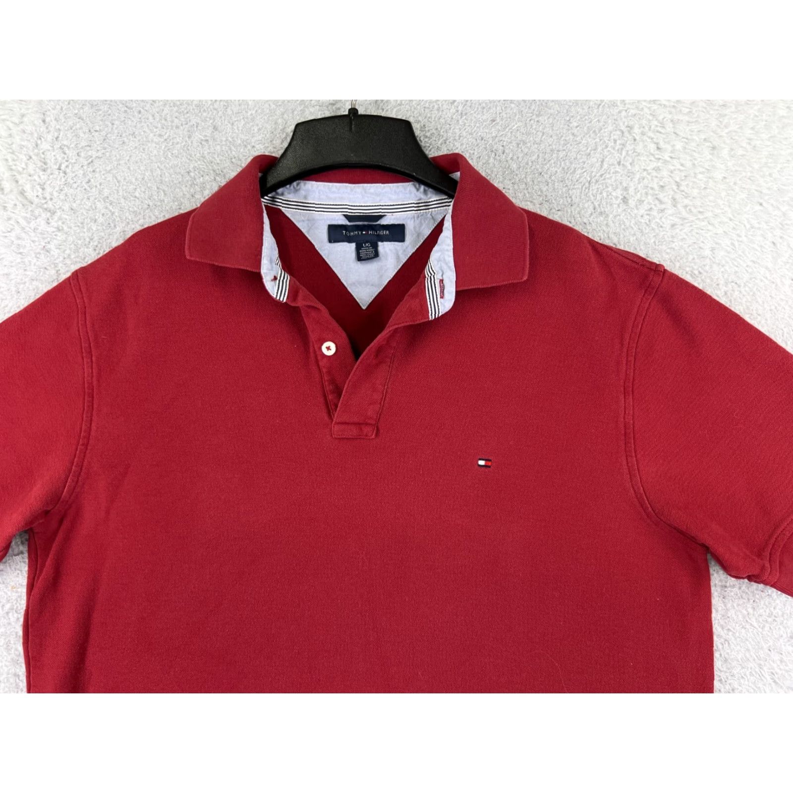 Tommy Hilfiger VINTAGE Tommy Hilfiger Polo Shirt Men Red 100% Cotton Knit Golf Polo Short Sleeve Adult Large Size US L / EU 52-54 / 3 - 4 Thumbnail