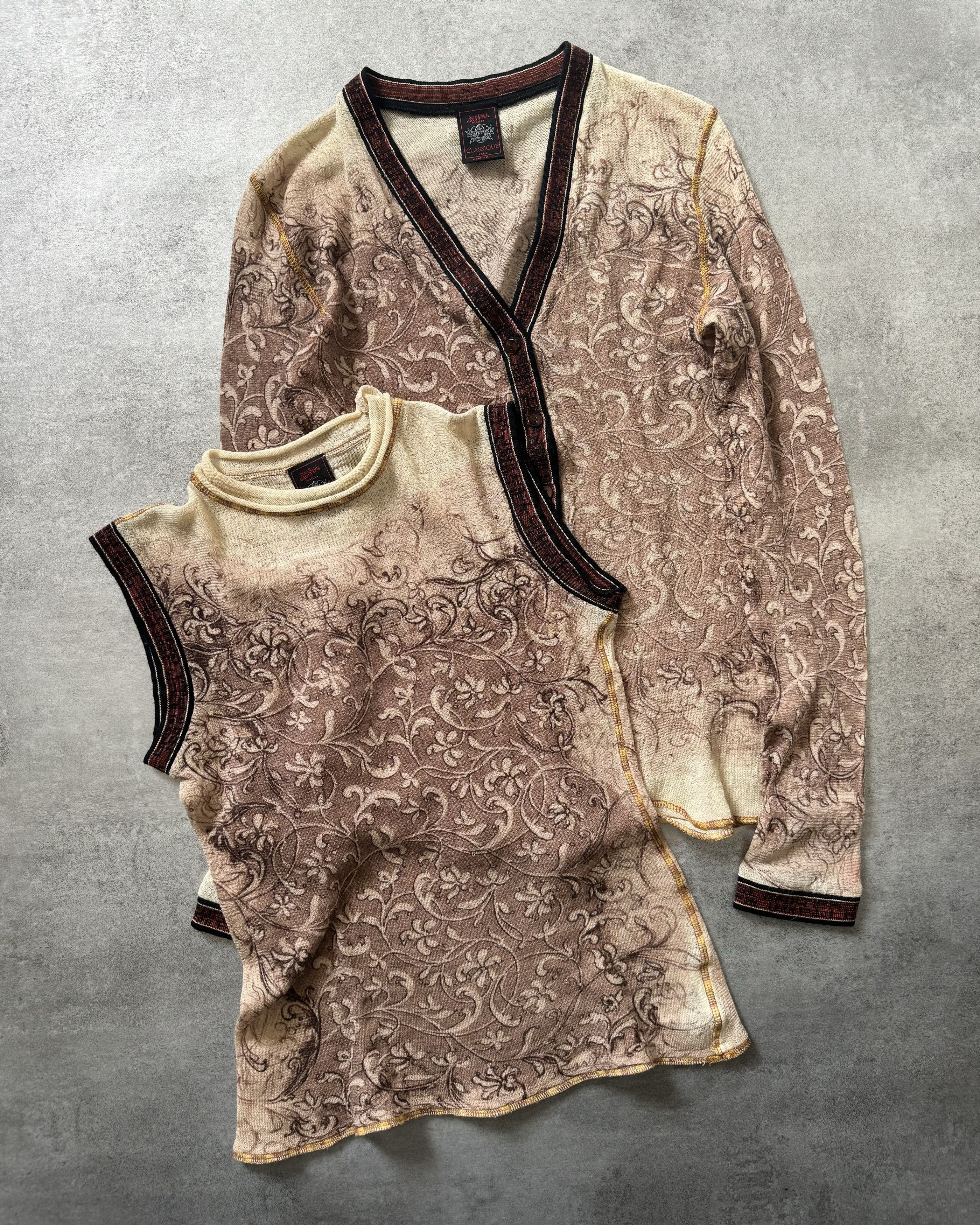 image of Archival Clothing x Jean Paul Gaultier 1990S Jean Paul Gaultier Persian Wool Blooming Set in Brown,