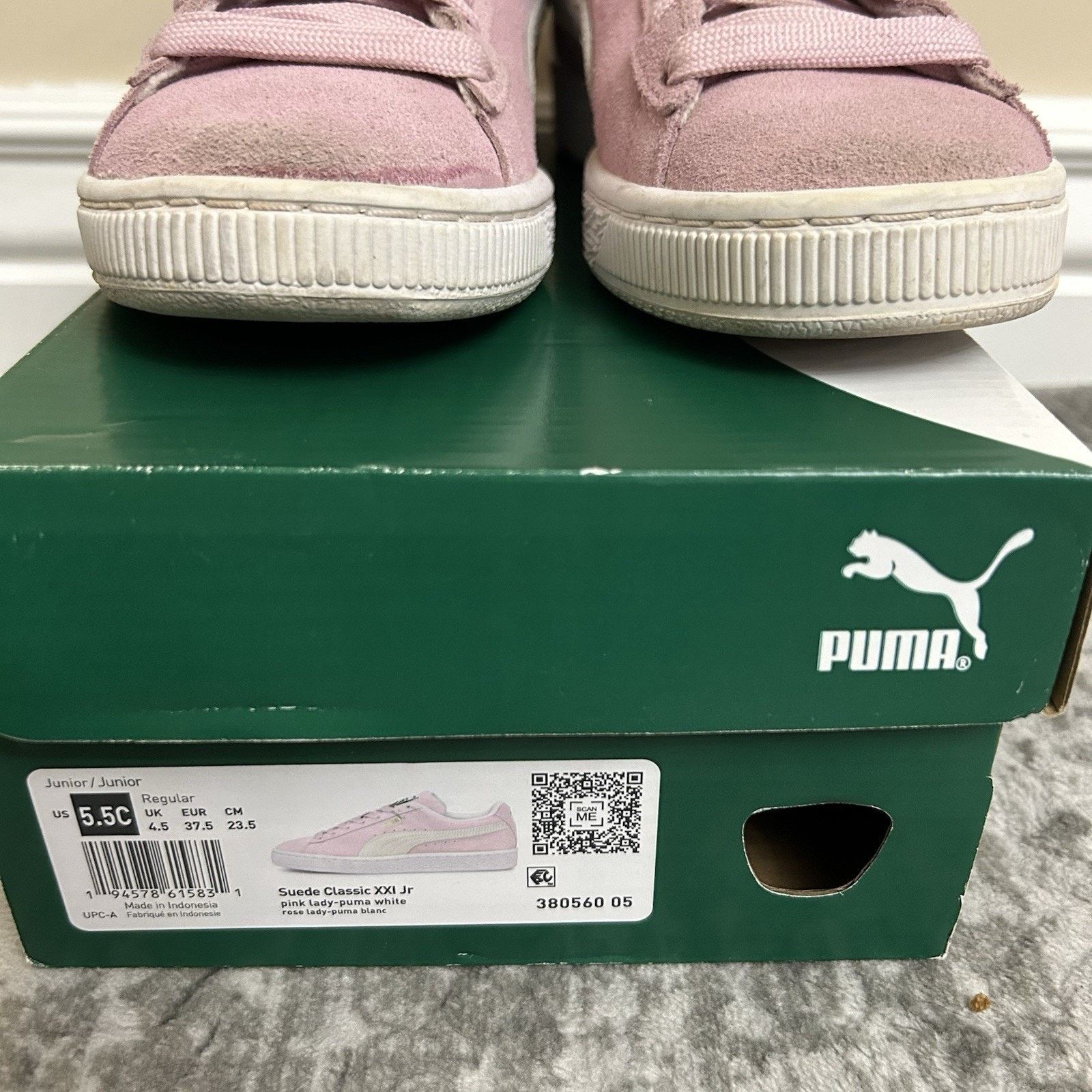 Puma Puma Suede Classic XXI Jr pink lady-puma white rose blanc Size US 7 / IT 37 - 2 Thumbnail