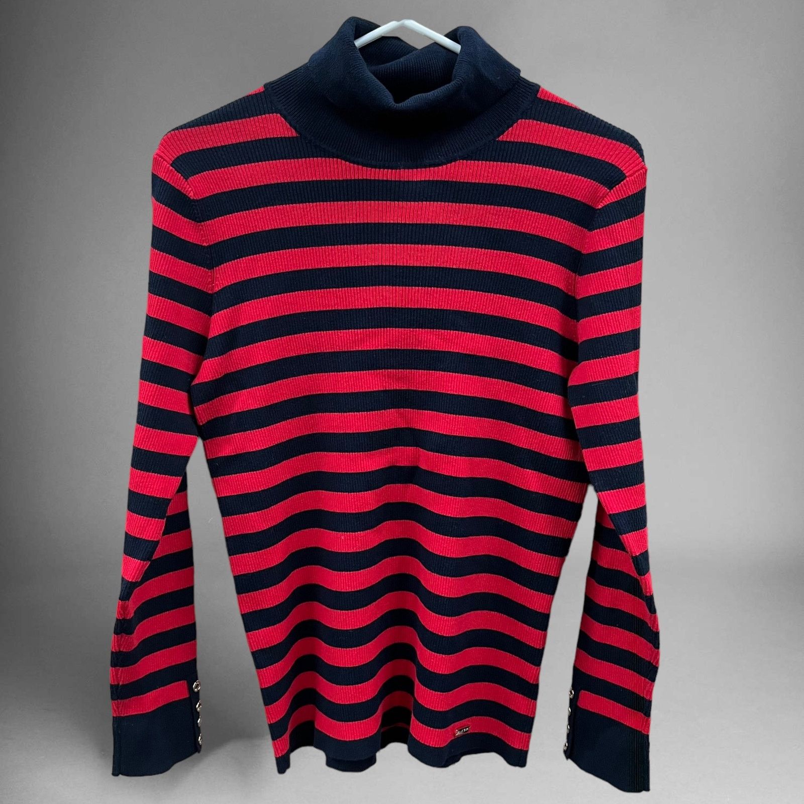 Tommy Hilfiger Tommy Hilfiger Fitted Turtleneck Ribbed Sweater Large F-18 Size L / US 10 / IT 46 - 1 Thumbnail