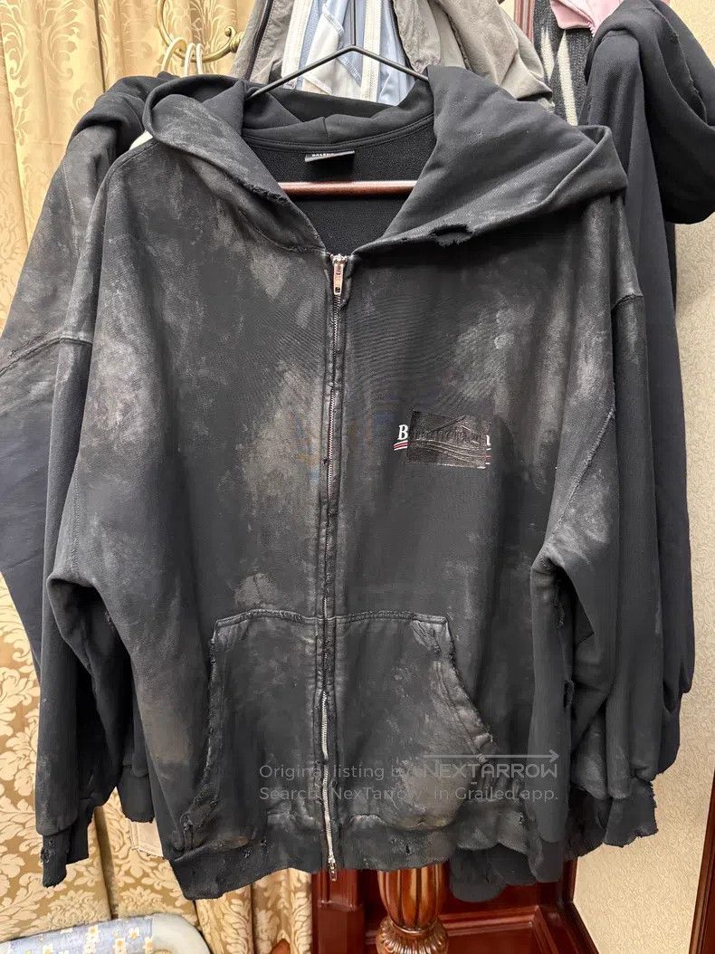 Balenciaga Balenciaga Mud-Dyed Destructed Coke Tape Zip Jacket Size US M / EU 48-50 / 2 - 1 Thumbnail
