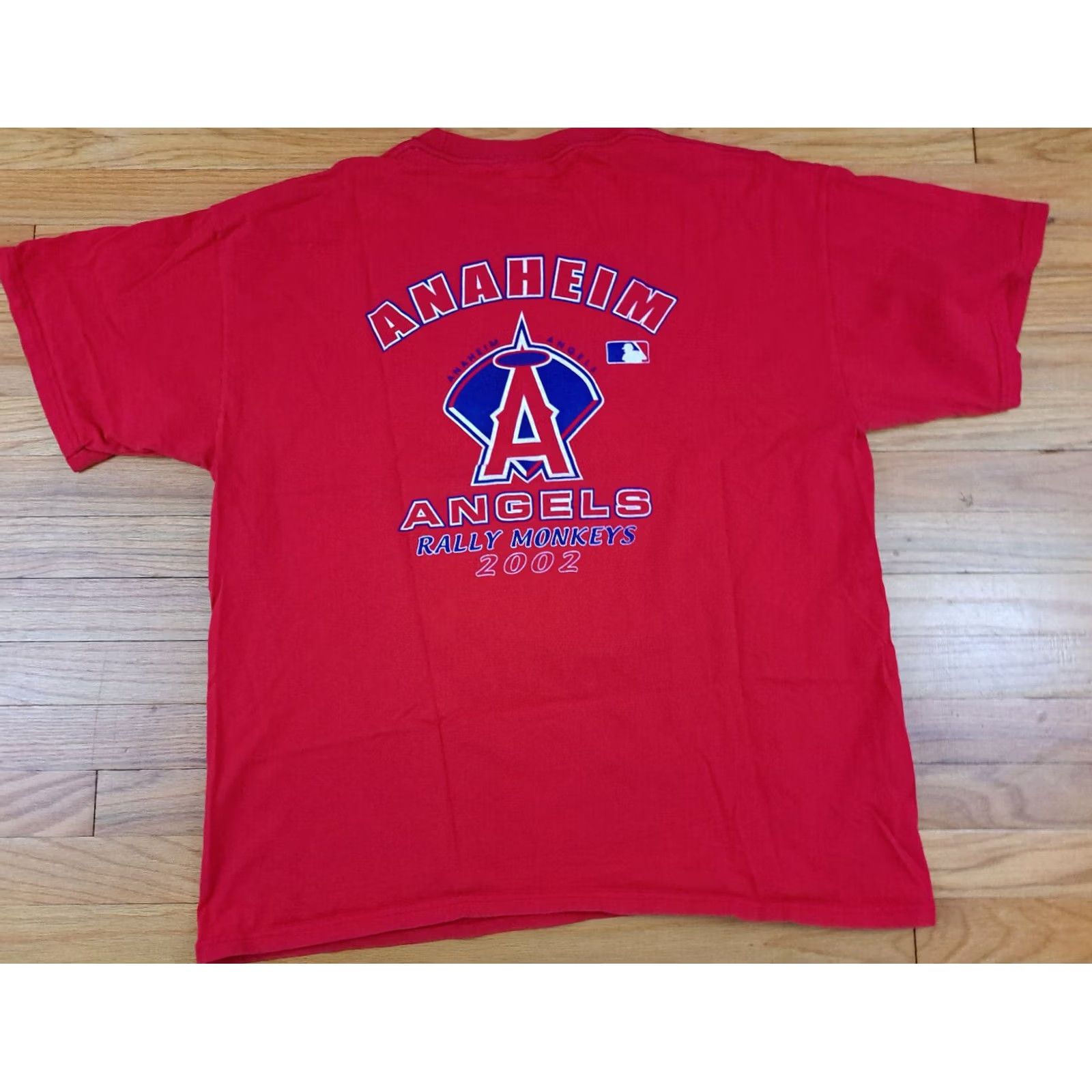 Vintage VINTAGE Anaheim Angels Baseball 2002 AL Champions T-Shirt 2XL Rally Monkees Men Short Sleeve Red Baseball Mens 2XL Angels Size US XXL / EU 58 / 5 - 6 Thumbnail