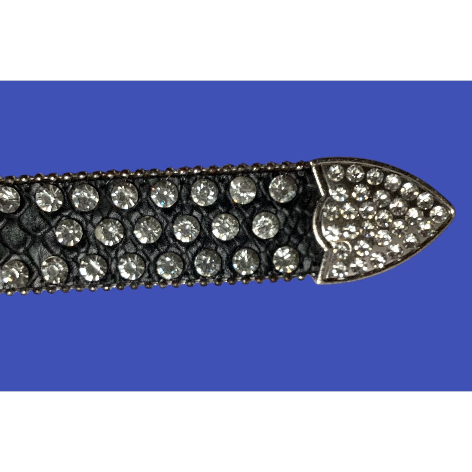 Other Barabas BK816 Black Leather Belt Silver Rhinestone Buckle Size 36 - 6 Thumbnail