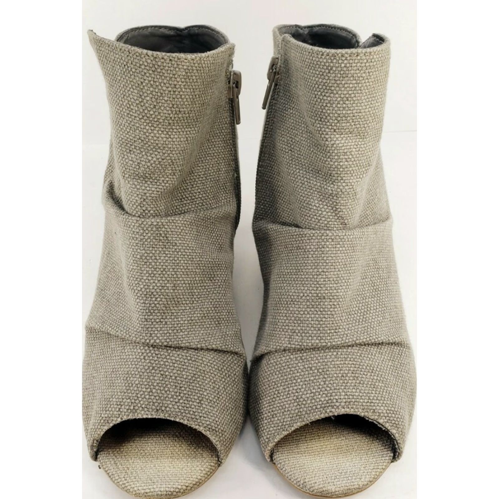 Vintage City Classified Gray Canvas Booties Open Toe Women's Size 7 Side Zip Wedge Heel Size US 7 / IT 37 - 5 Thumbnail