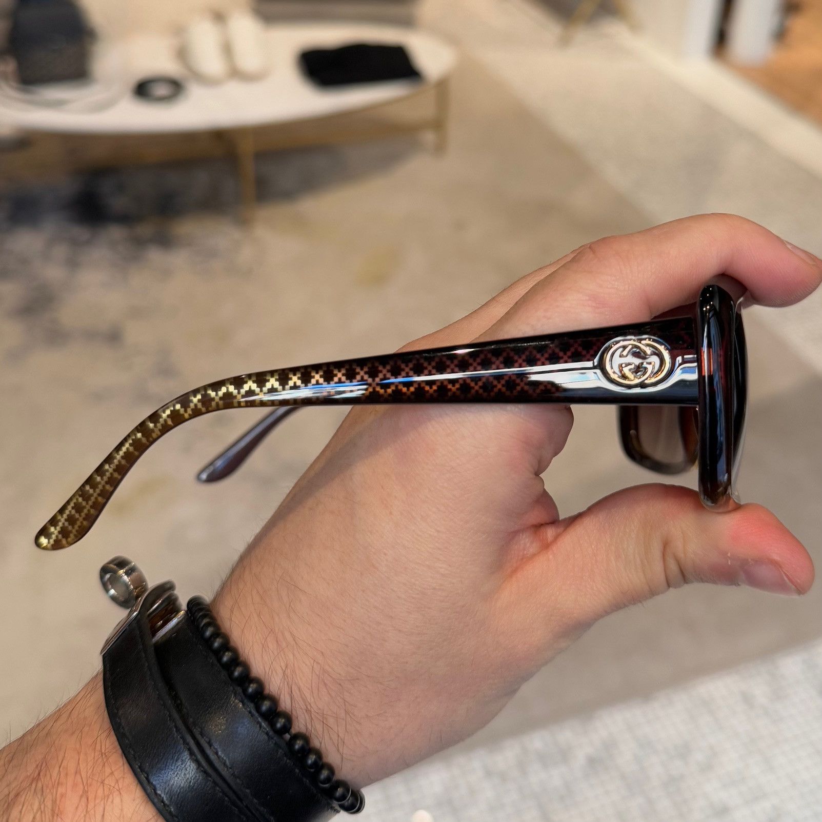 Gucci Gucci GG3575 Gradient Diamantissima Rectangular Sunglasses Size ONE SIZE - 6 Thumbnail